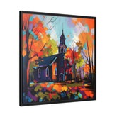 Vibrant Church I Matte Canvas, Black Frame