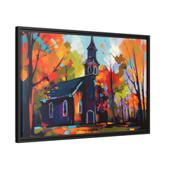 Vibrant Church I Matte Canvas, Black Frame