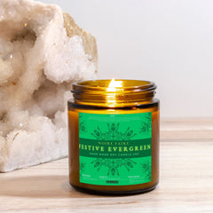 Festive Evergreen Candle Amber Jar 4oz - Noire Faire