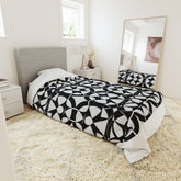 Noire Faire Geometric BW Circle Tile Duvet Cover - Noire Faire