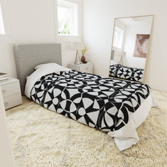 Noire Faire Geometric BW Circle Tile Duvet Cover - Noire Faire