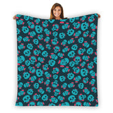 Single - Side Blue Skull Flannel Blanket - Noire Faire