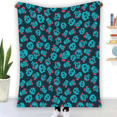 Single - Side Blue Skull Flannel Blanket - Noire Faire