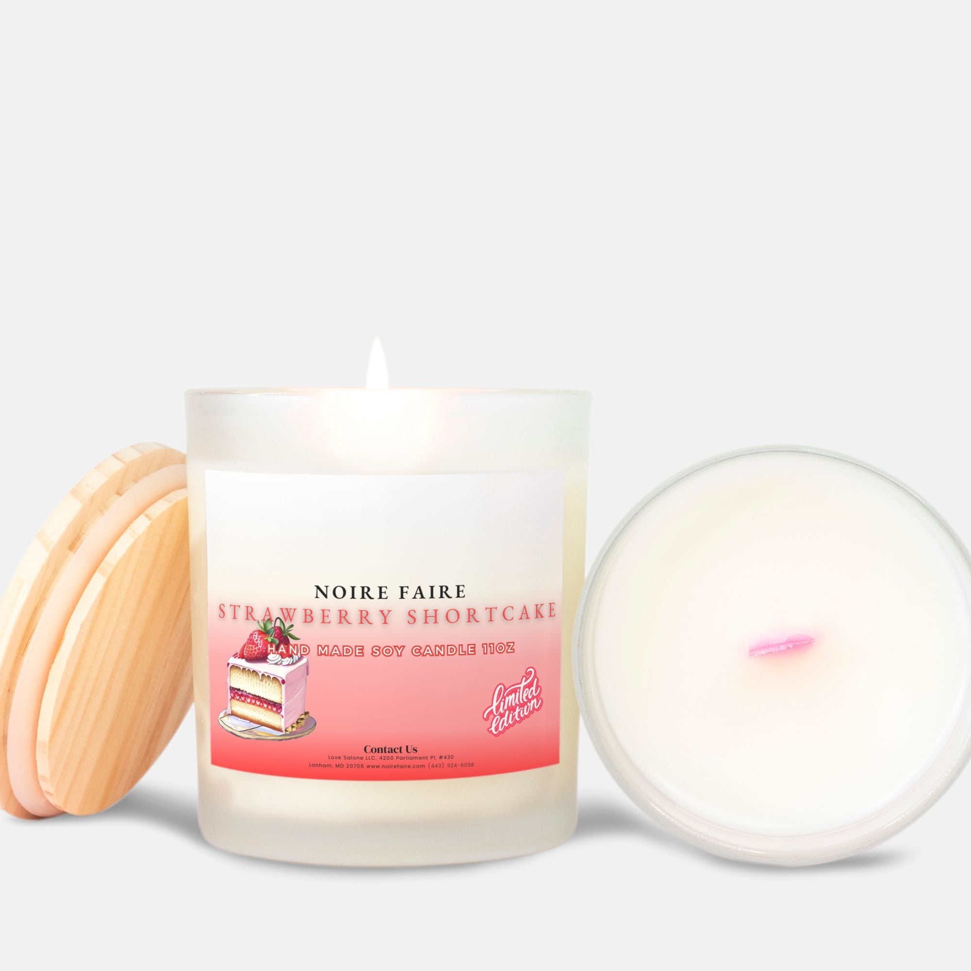 Strawberry Shortcake Candle Frosted (Pink Wick) Glass - Noire Faire