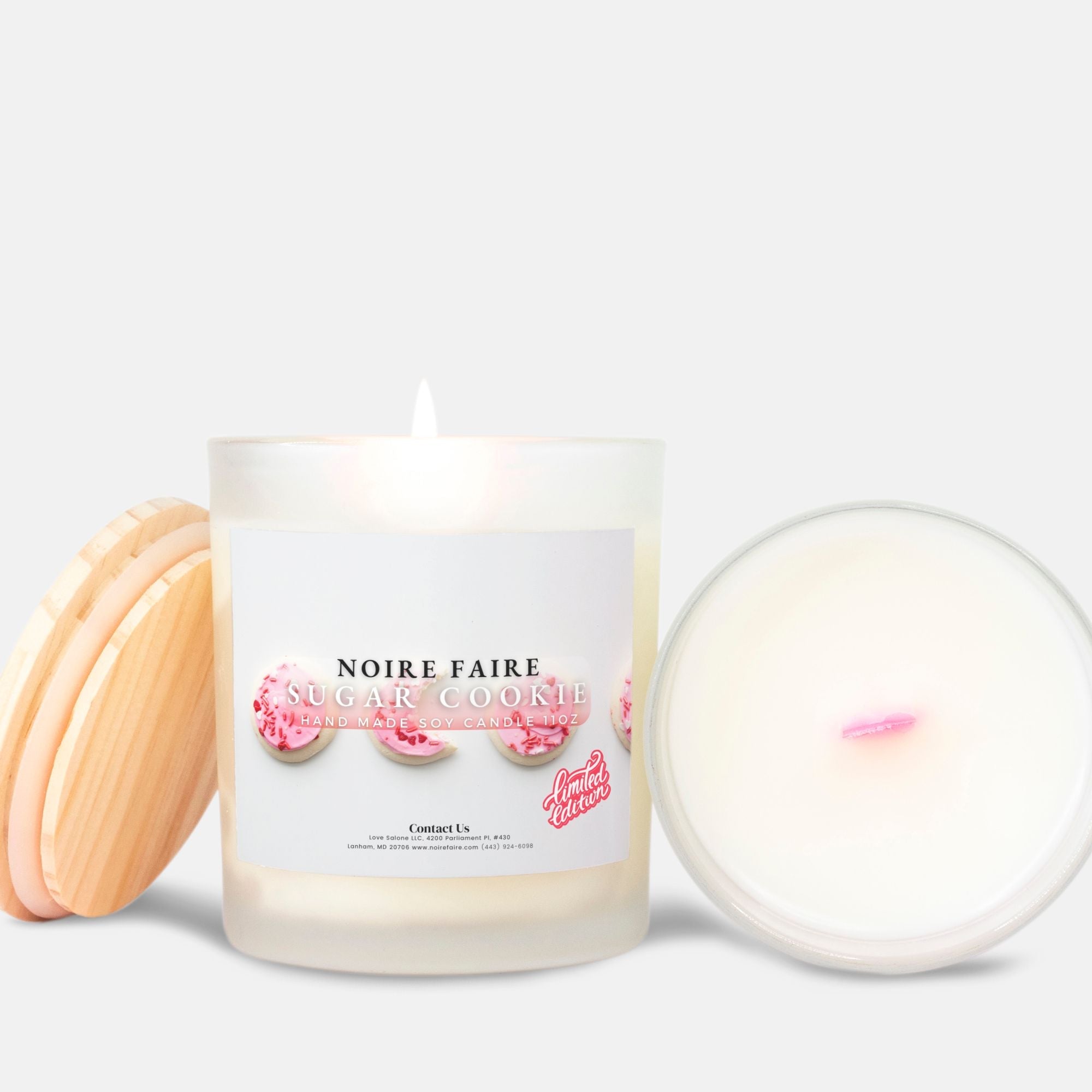 Sugar Cookie Candle Frosted (Pink Wick) Glass - Noire Faire