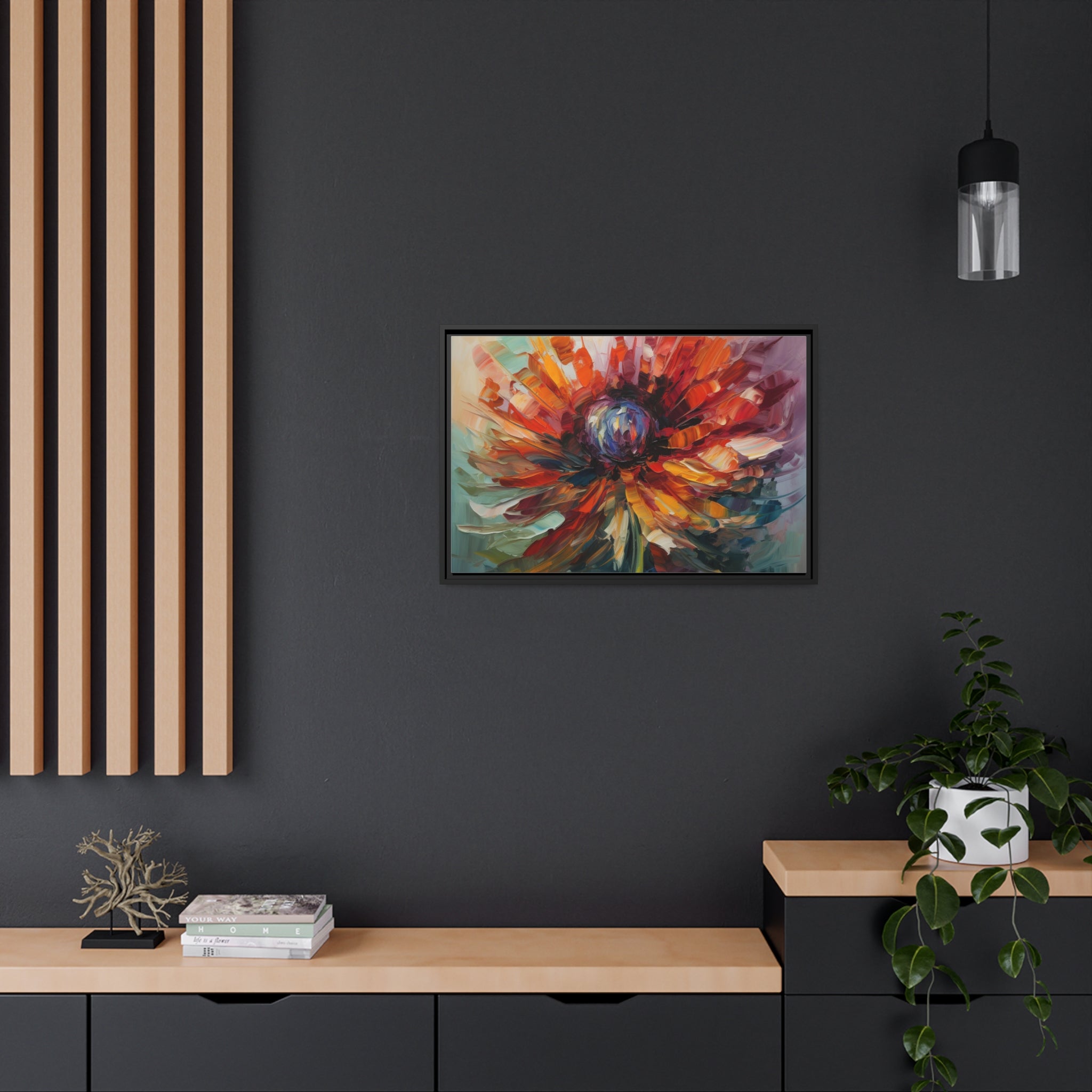 Modern Flora Matte Canvas, Black Frame