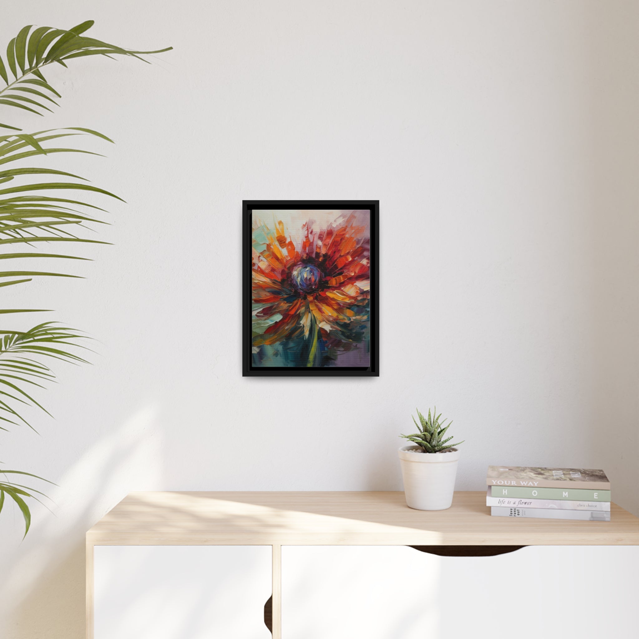 Modern Flora Matte Canvas, Black Frame