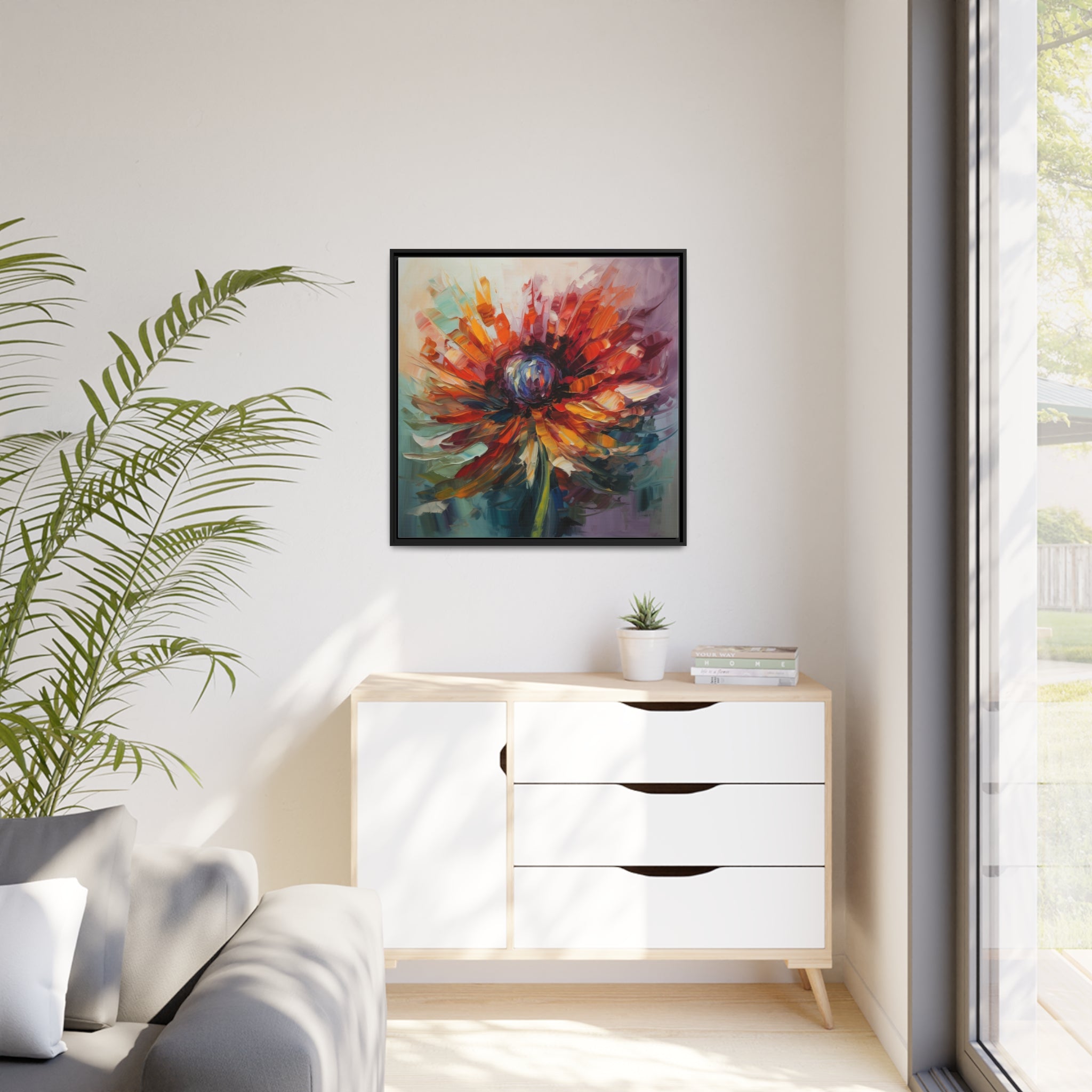 Modern Flora Matte Canvas, Black Frame