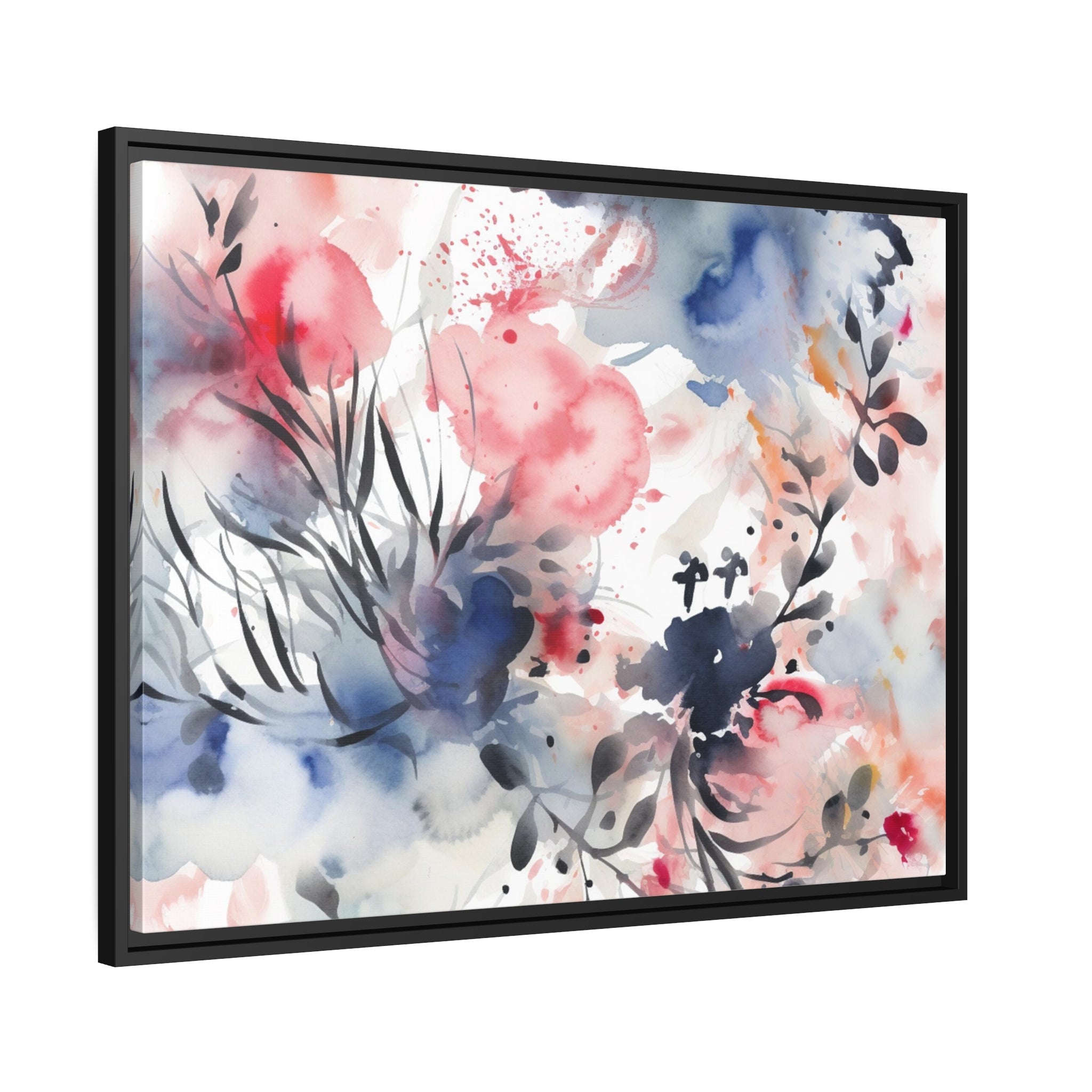 Japanese Flora II Matte Canvas, Black Frame