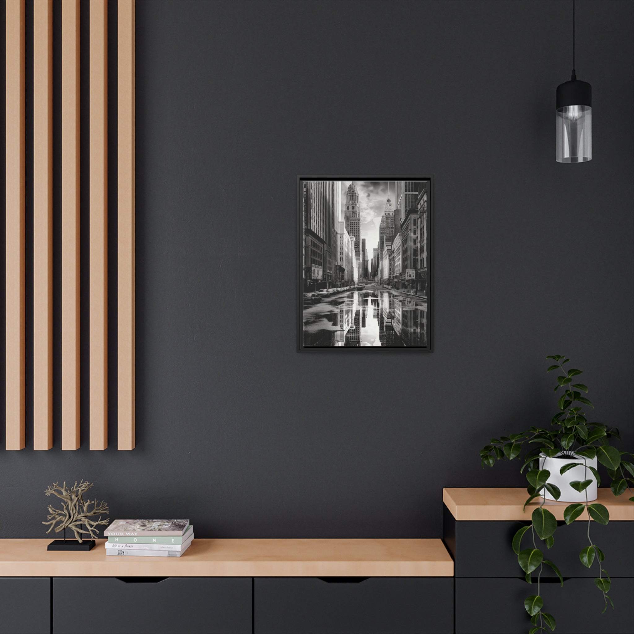 Cityscape II Matte Canvas, Black Frame