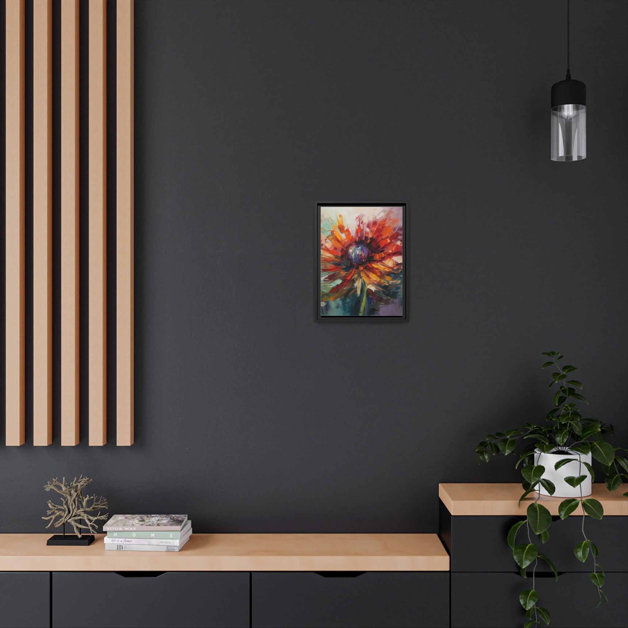 Modern Flora Matte Canvas, Black Frame