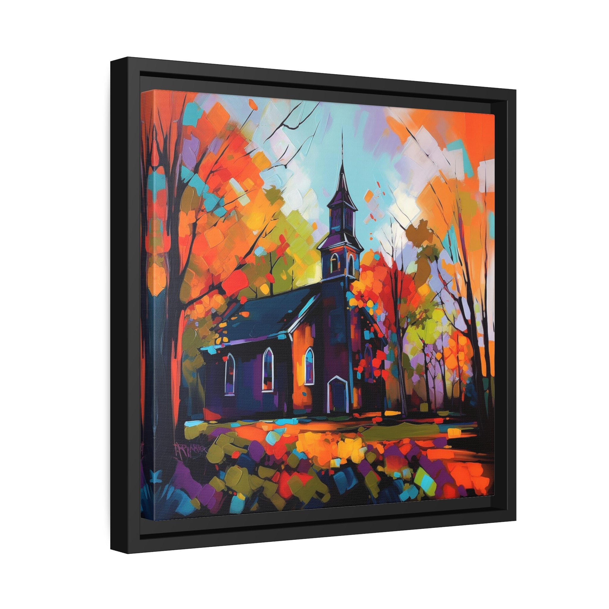 Vibrant Church I Matte Canvas, Black Frame