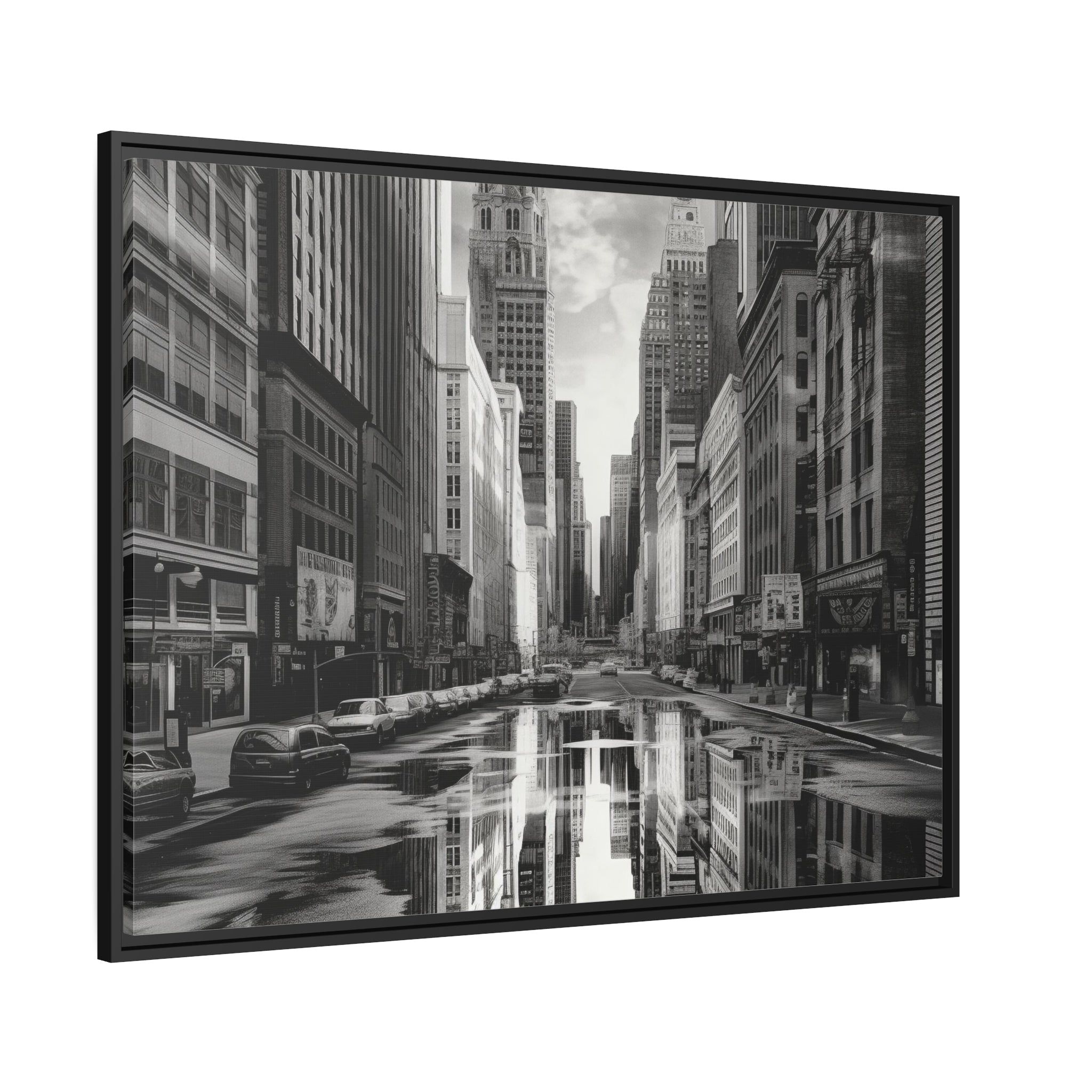 Cityscape II Matte Canvas, Black Frame