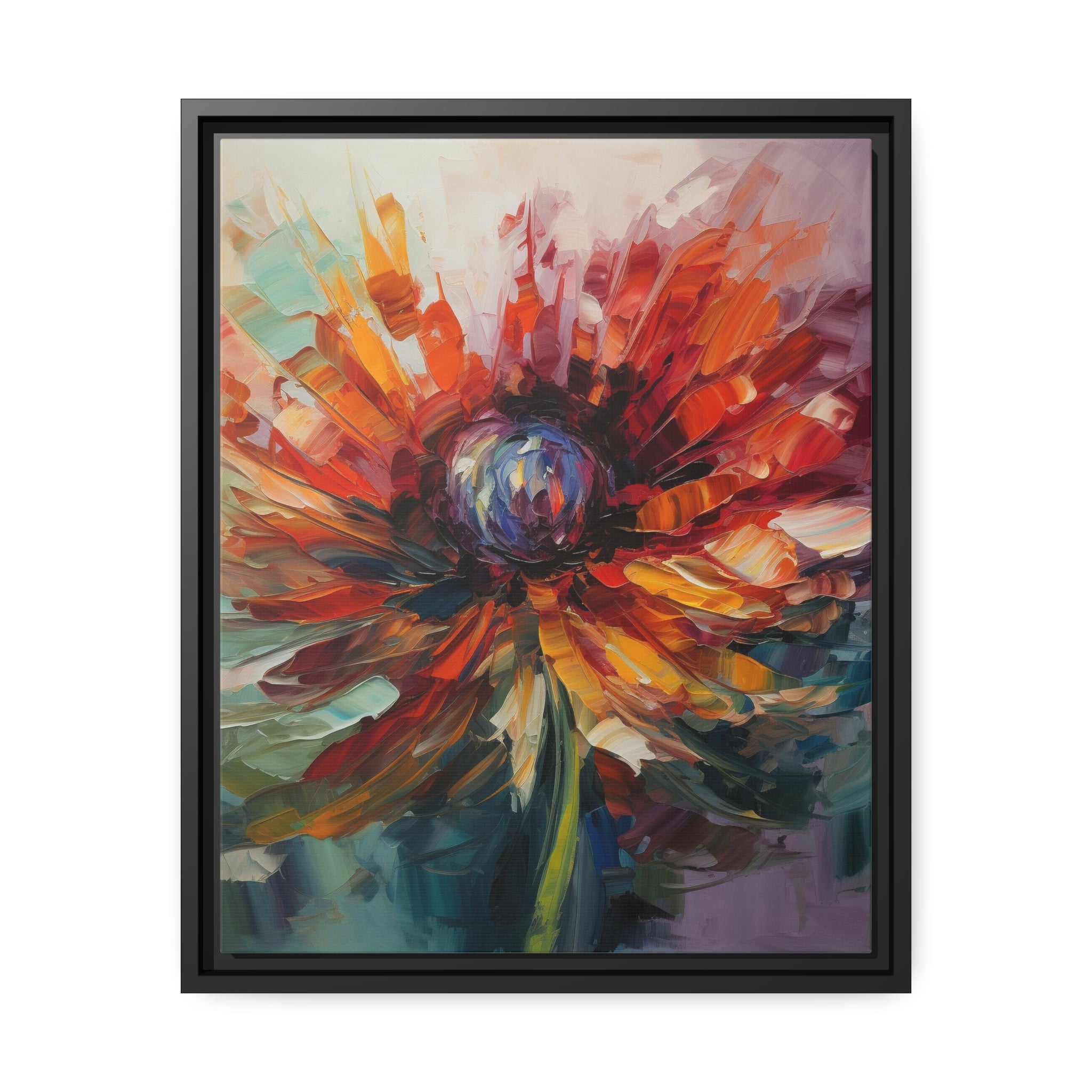Modern Flora Matte Canvas, Black Frame