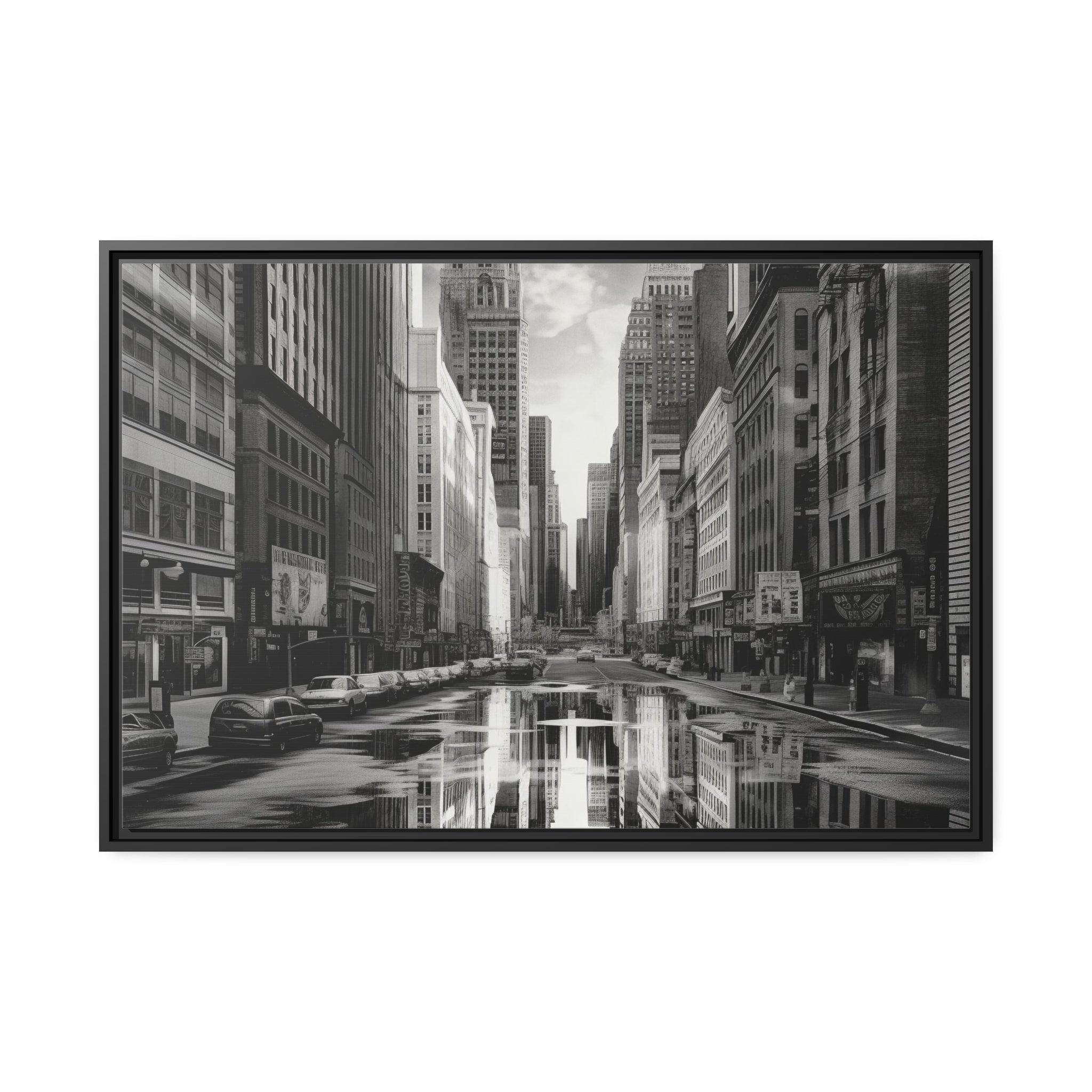 Cityscape II Matte Canvas, Black Frame