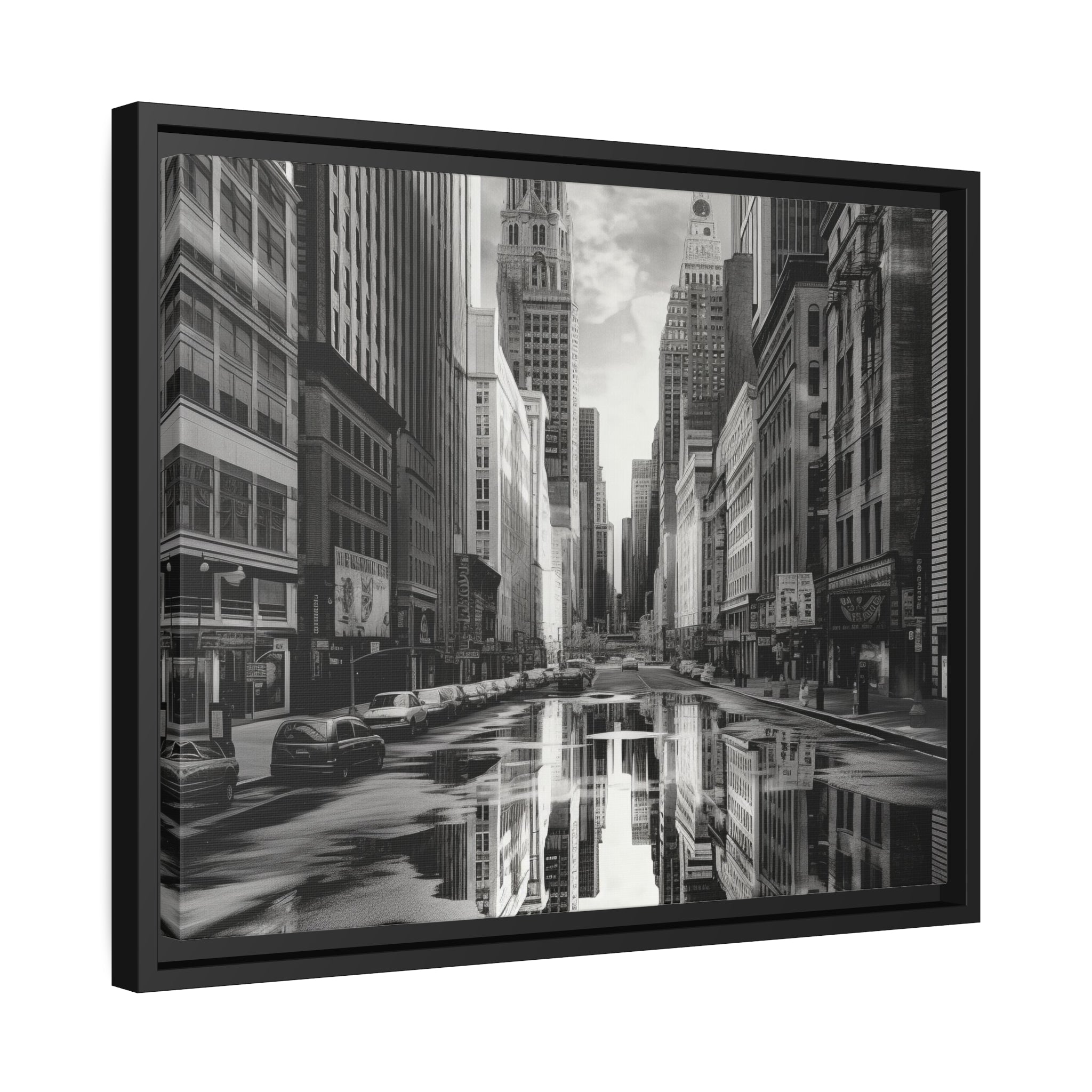 Cityscape II Matte Canvas, Black Frame