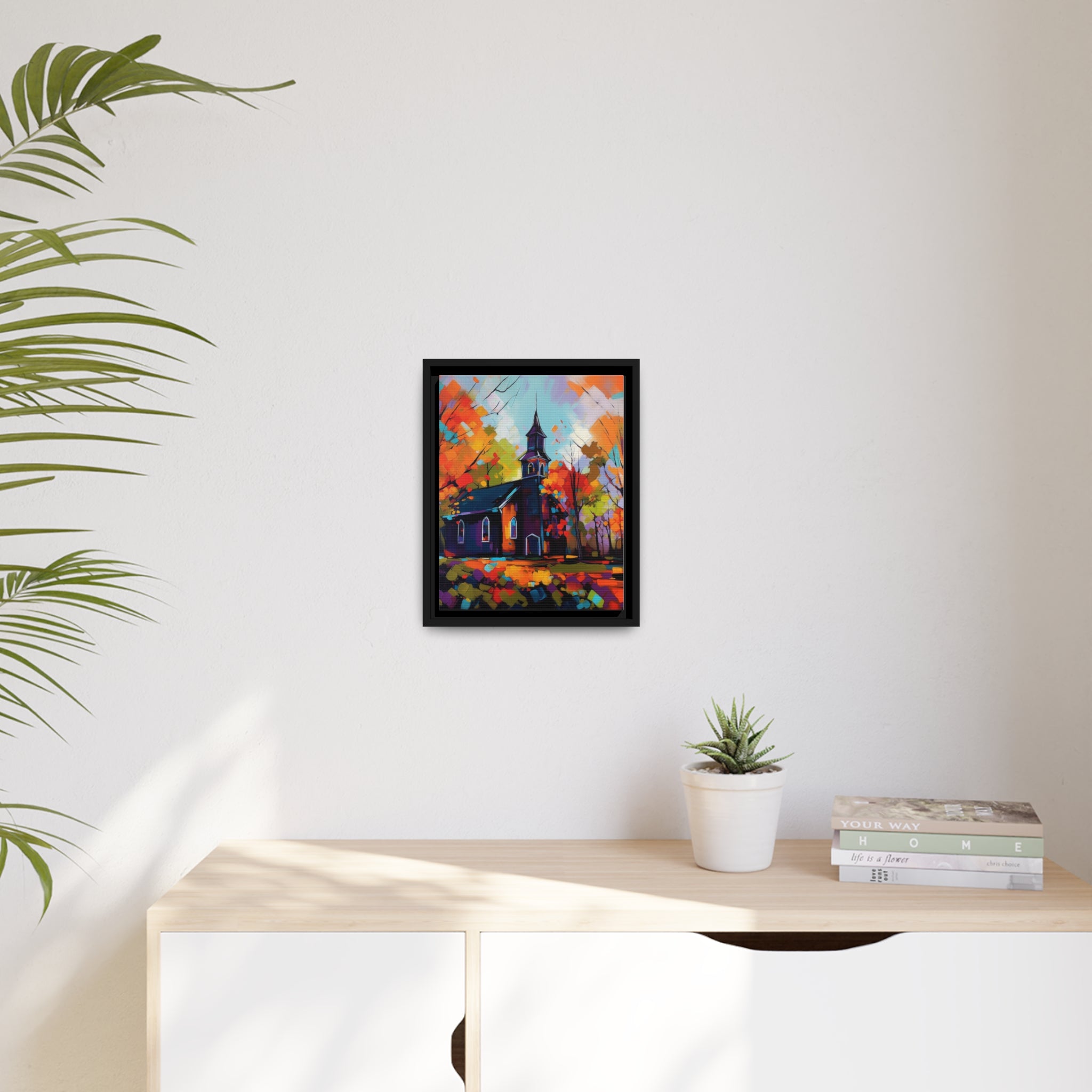 Vibrant Church I Matte Canvas, Black Frame