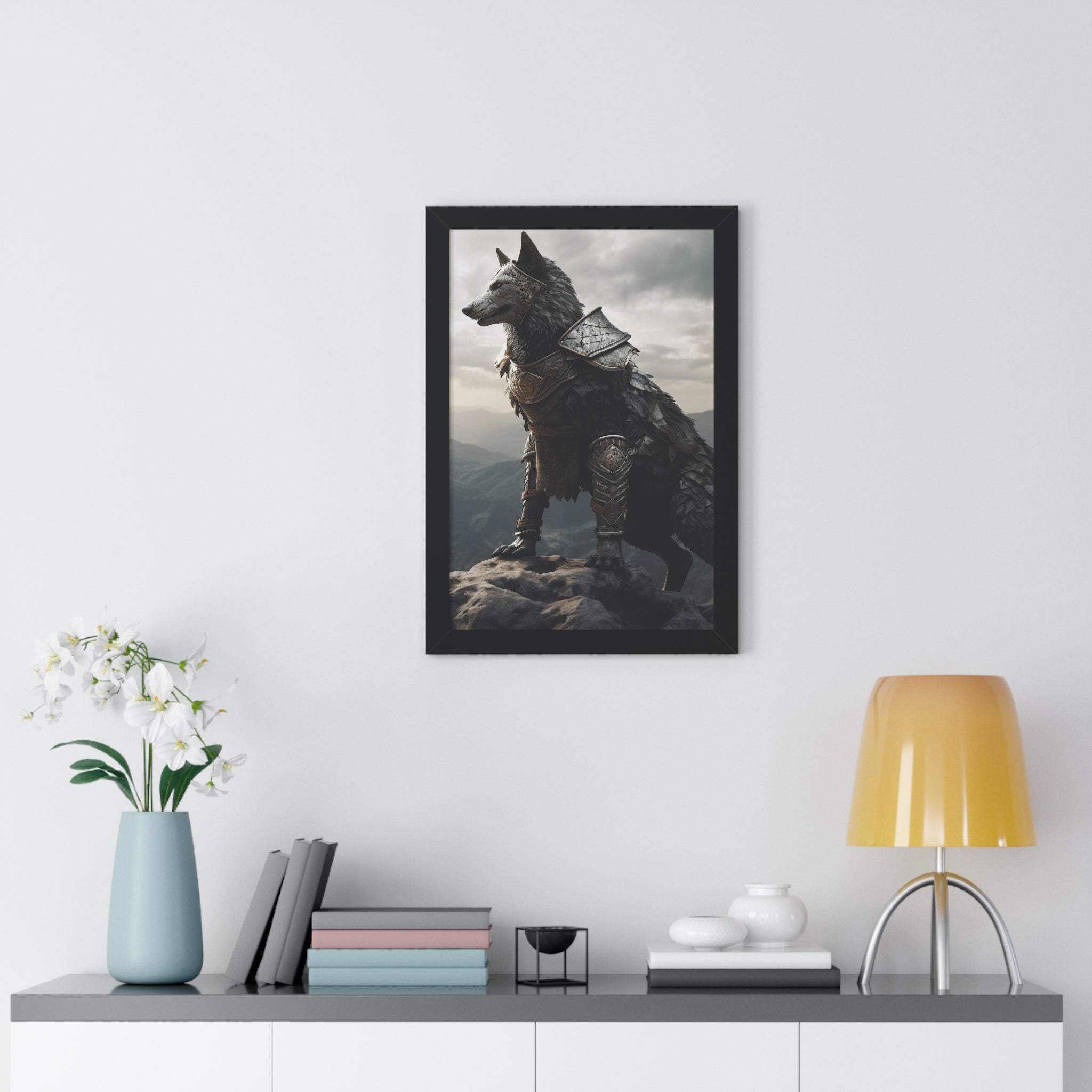 Warrior Wolf Framed Vertical Poster - Noire Faire