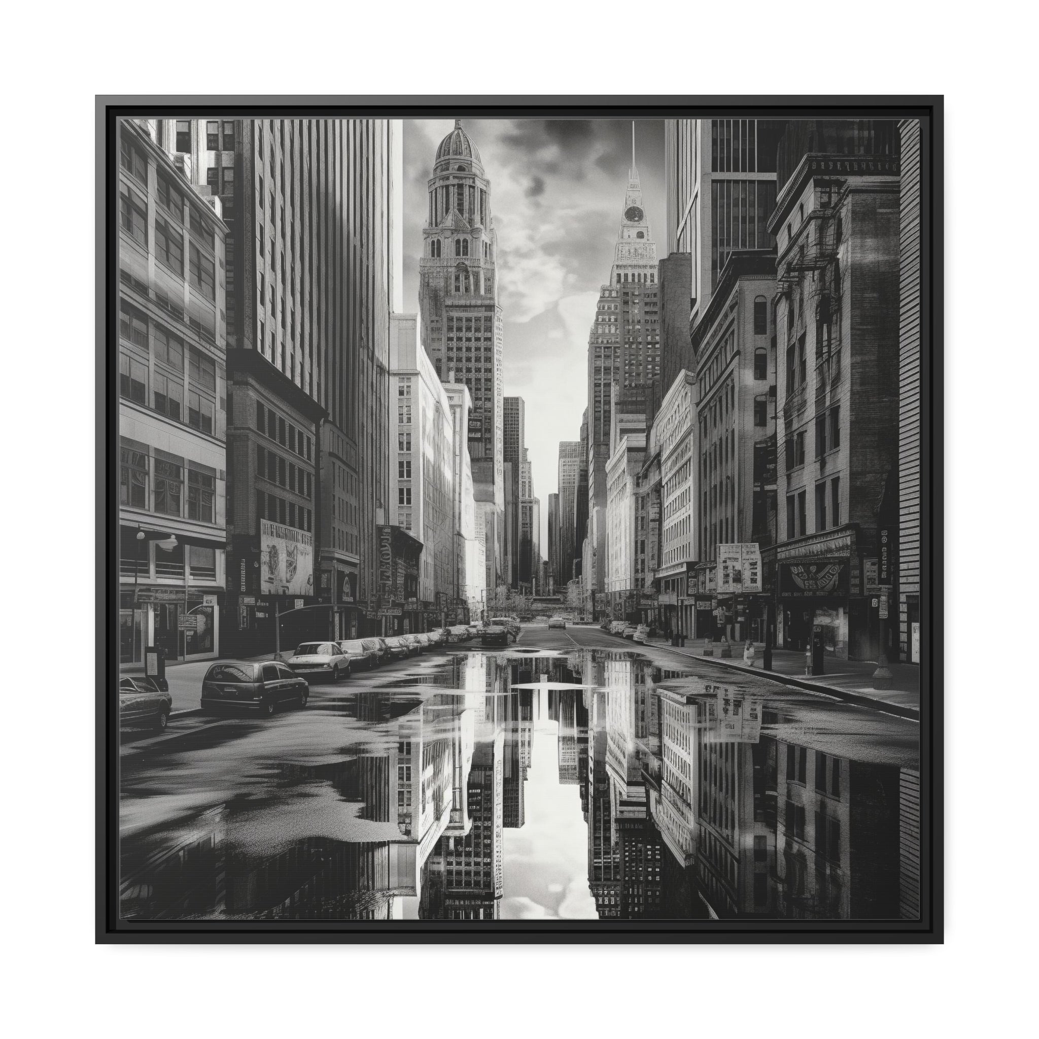 Cityscape II Matte Canvas, Black Frame