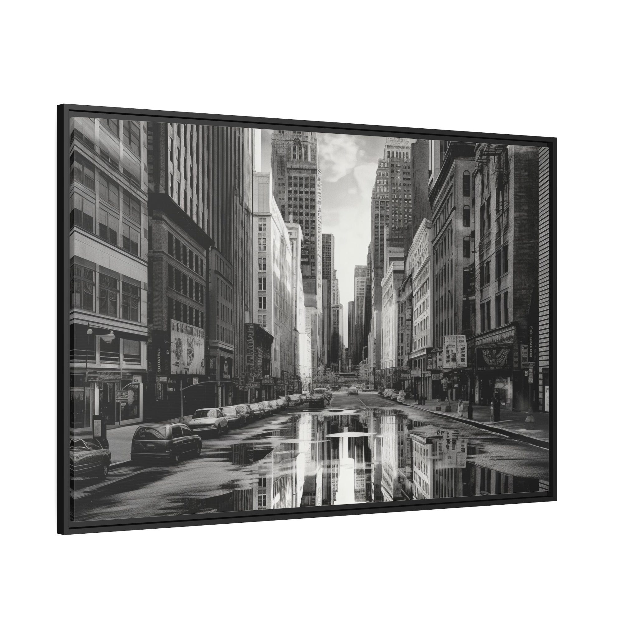 Cityscape II Matte Canvas, Black Frame