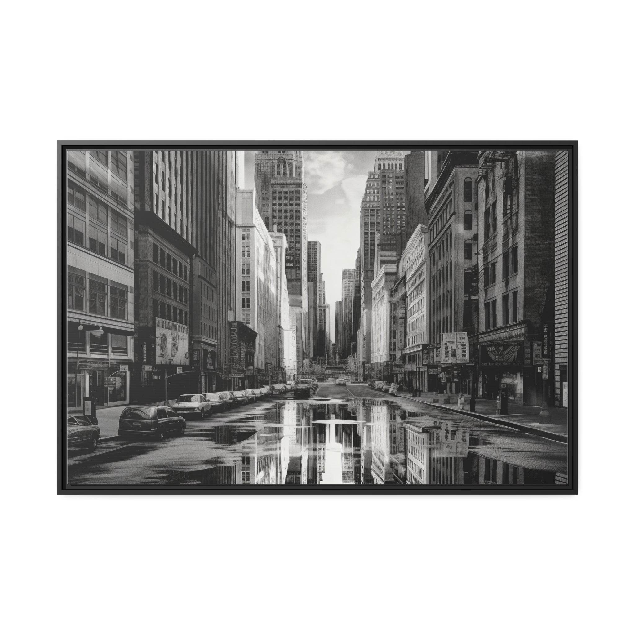 Cityscape II Matte Canvas, Black Frame