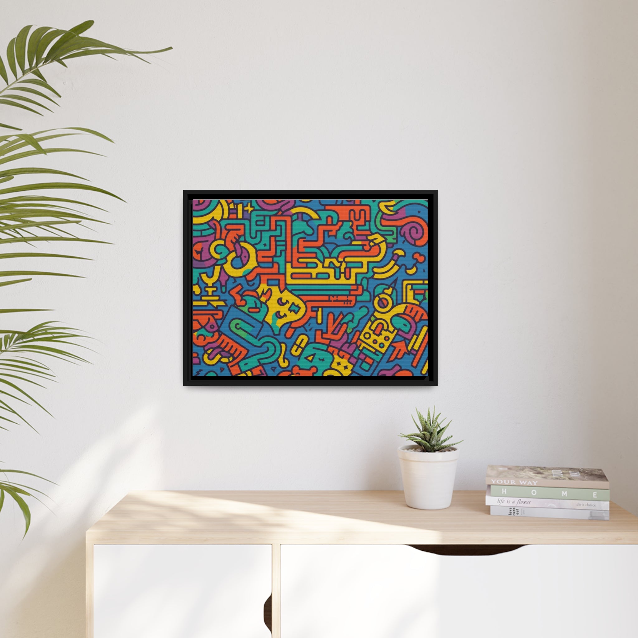 Pop Art Inspired by Keith C Matte Canvas, Black Frame