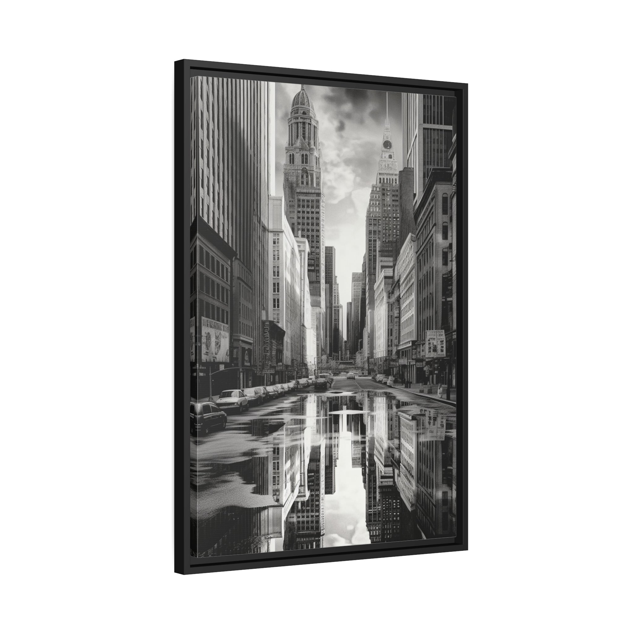 Cityscape II Matte Canvas, Black Frame