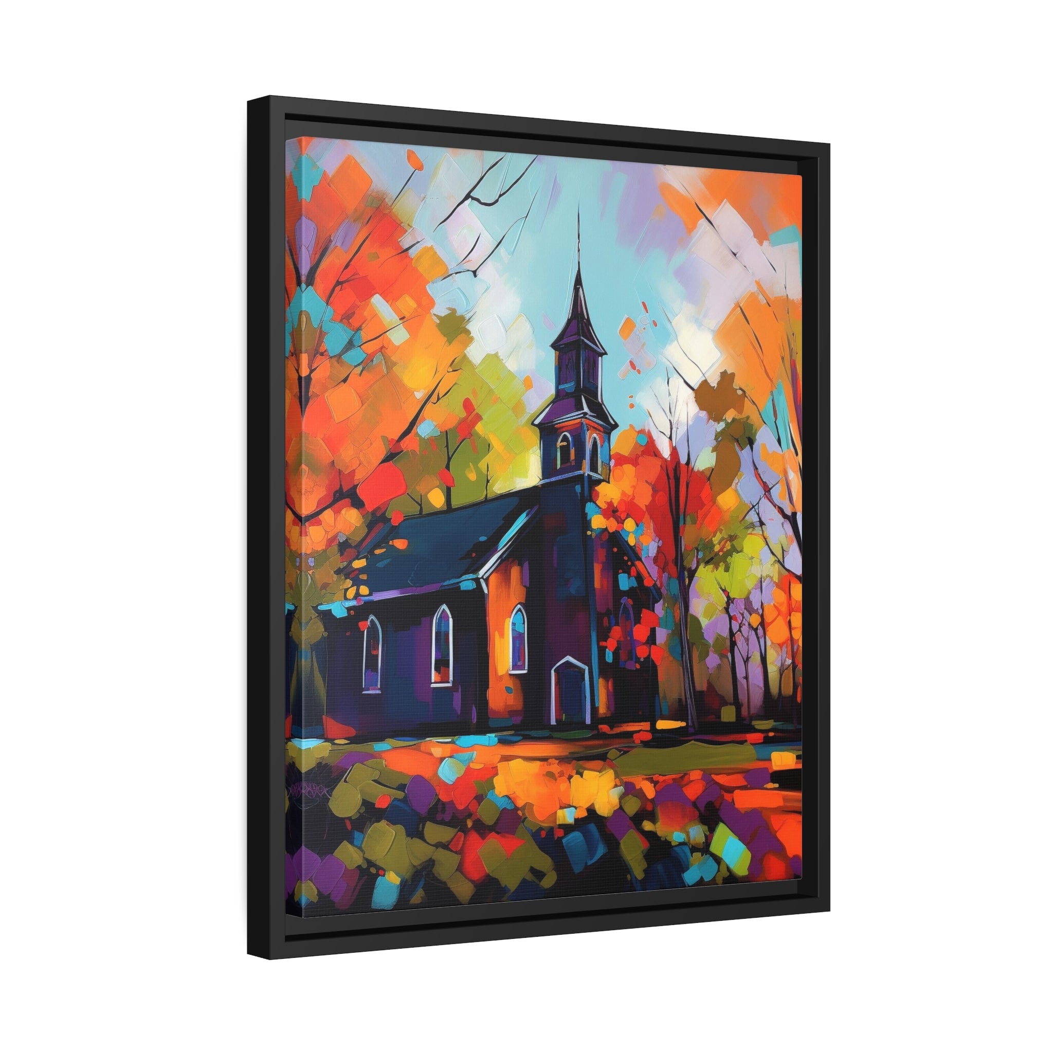 Vibrant Church I Matte Canvas, Black Frame
