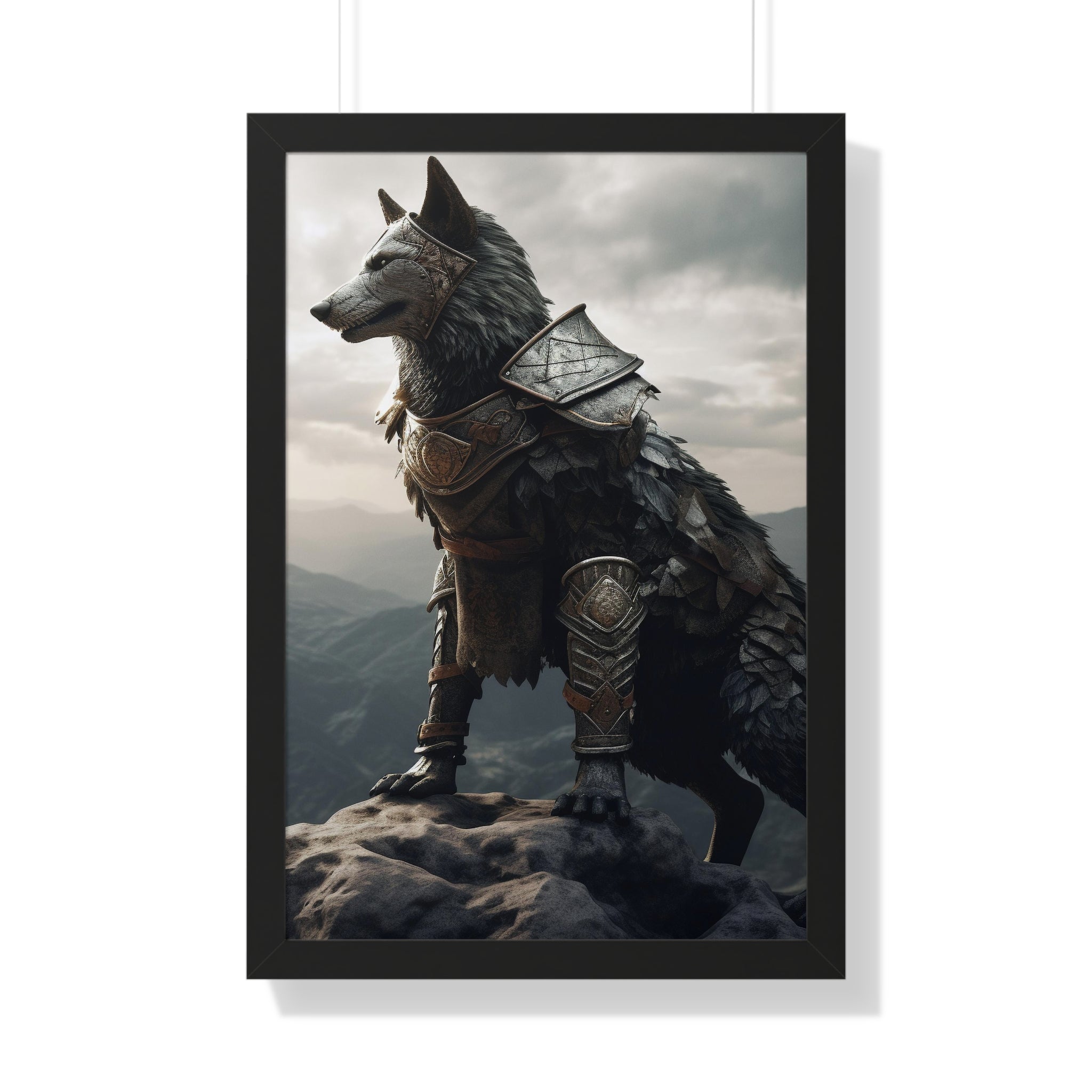 Warrior Wolf Framed Vertical Poster - Noire Faire