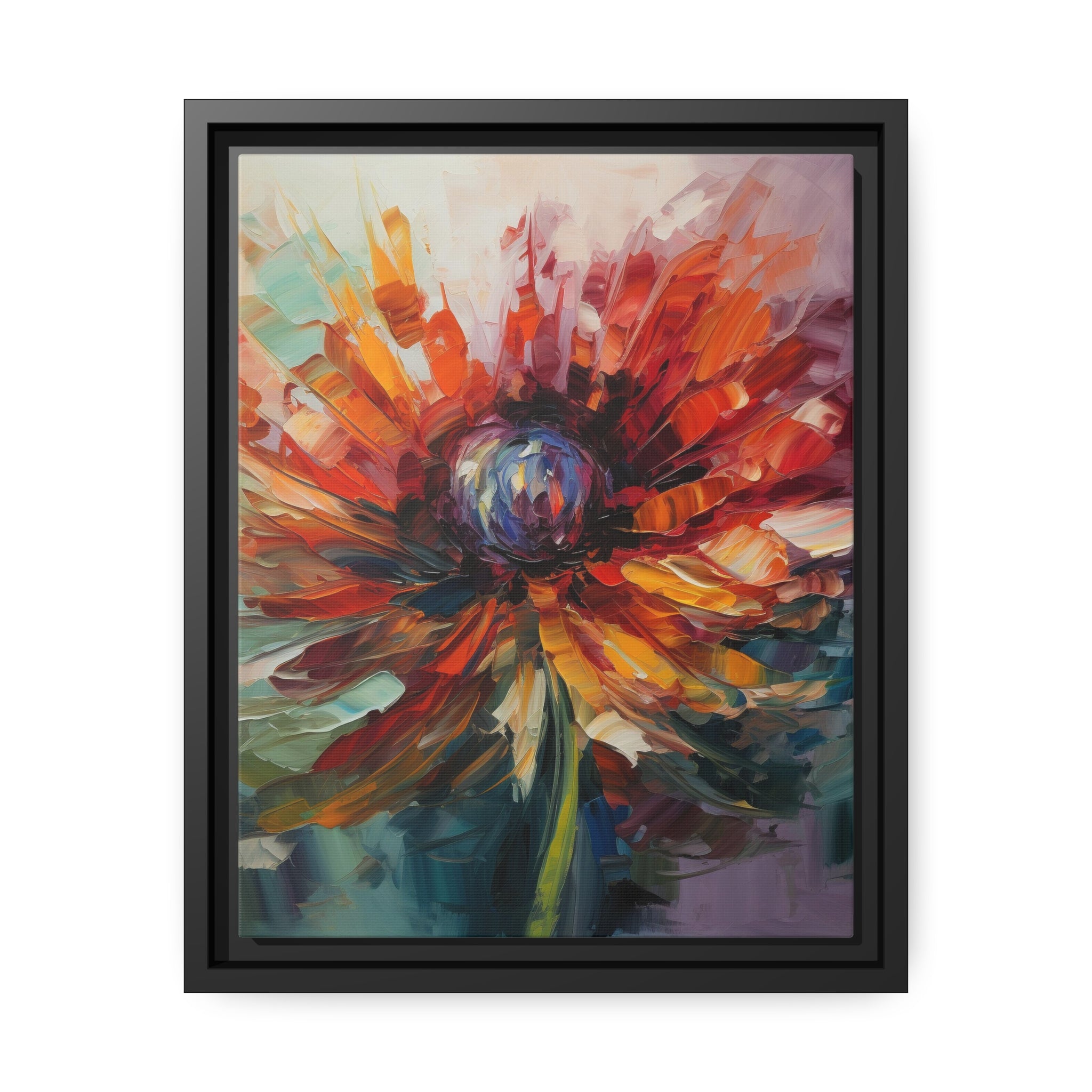 Modern Flora Matte Canvas, Black Frame