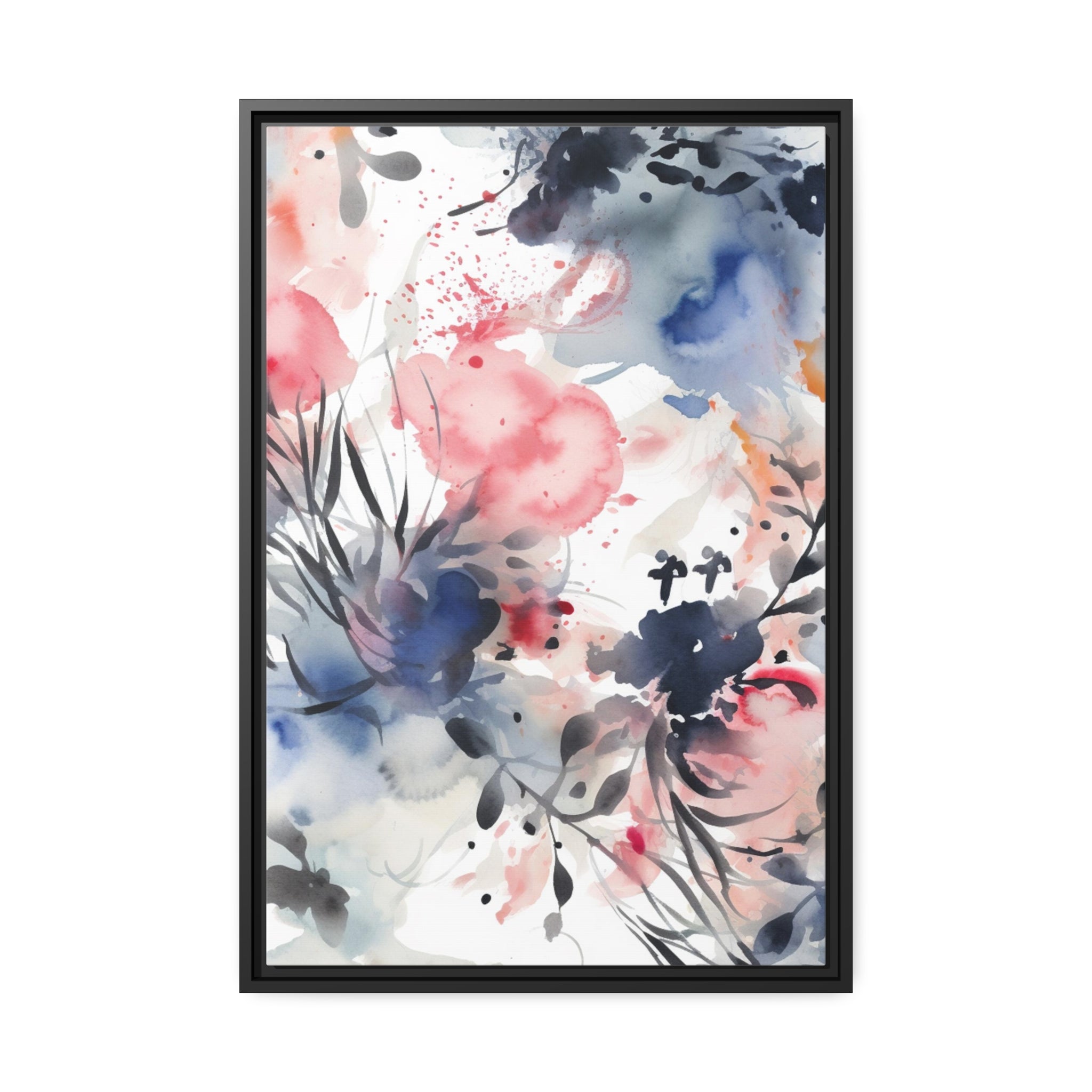 Japanese Flora II Matte Canvas, Black Frame