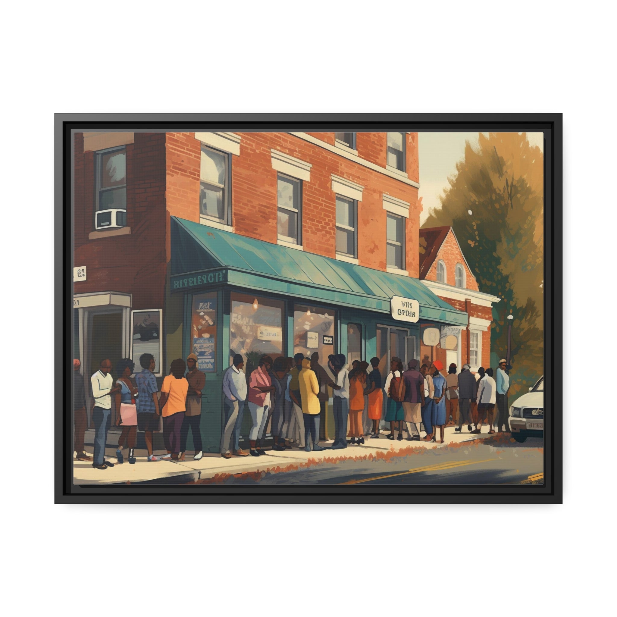 Old Town Store Front Matte Canvas, Black Frame