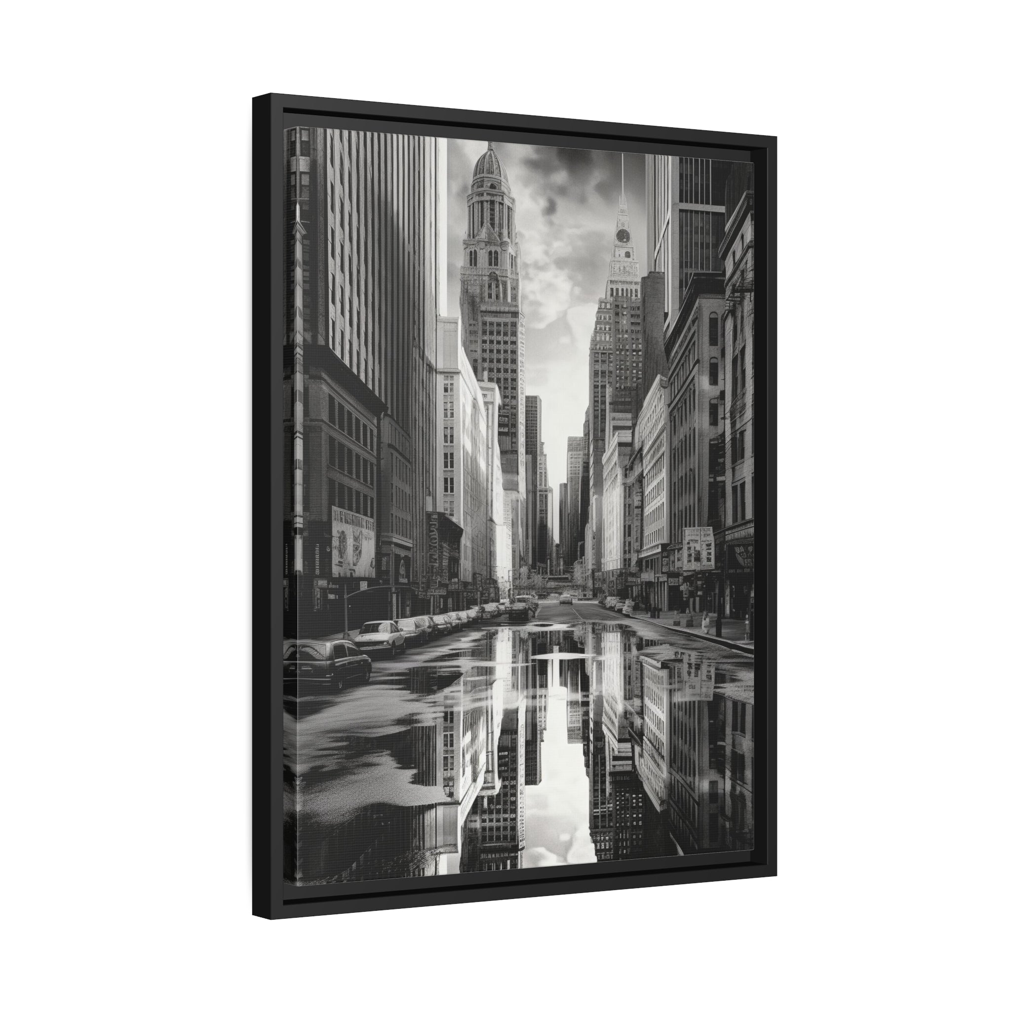 Cityscape II Matte Canvas, Black Frame