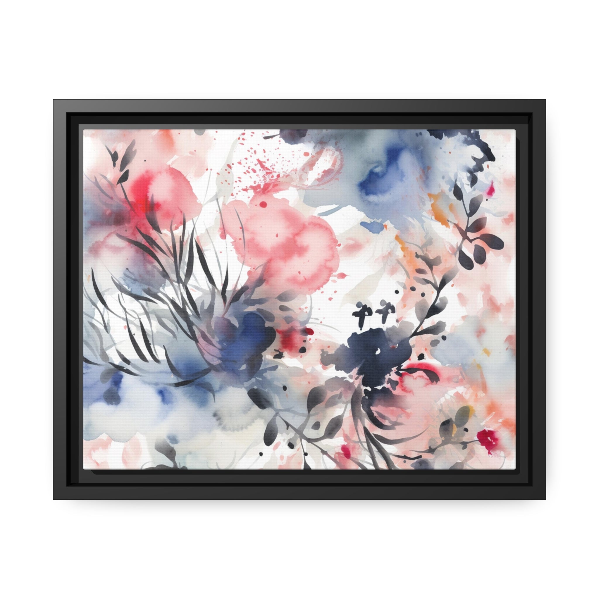 Japanese Flora II Matte Canvas, Black Frame