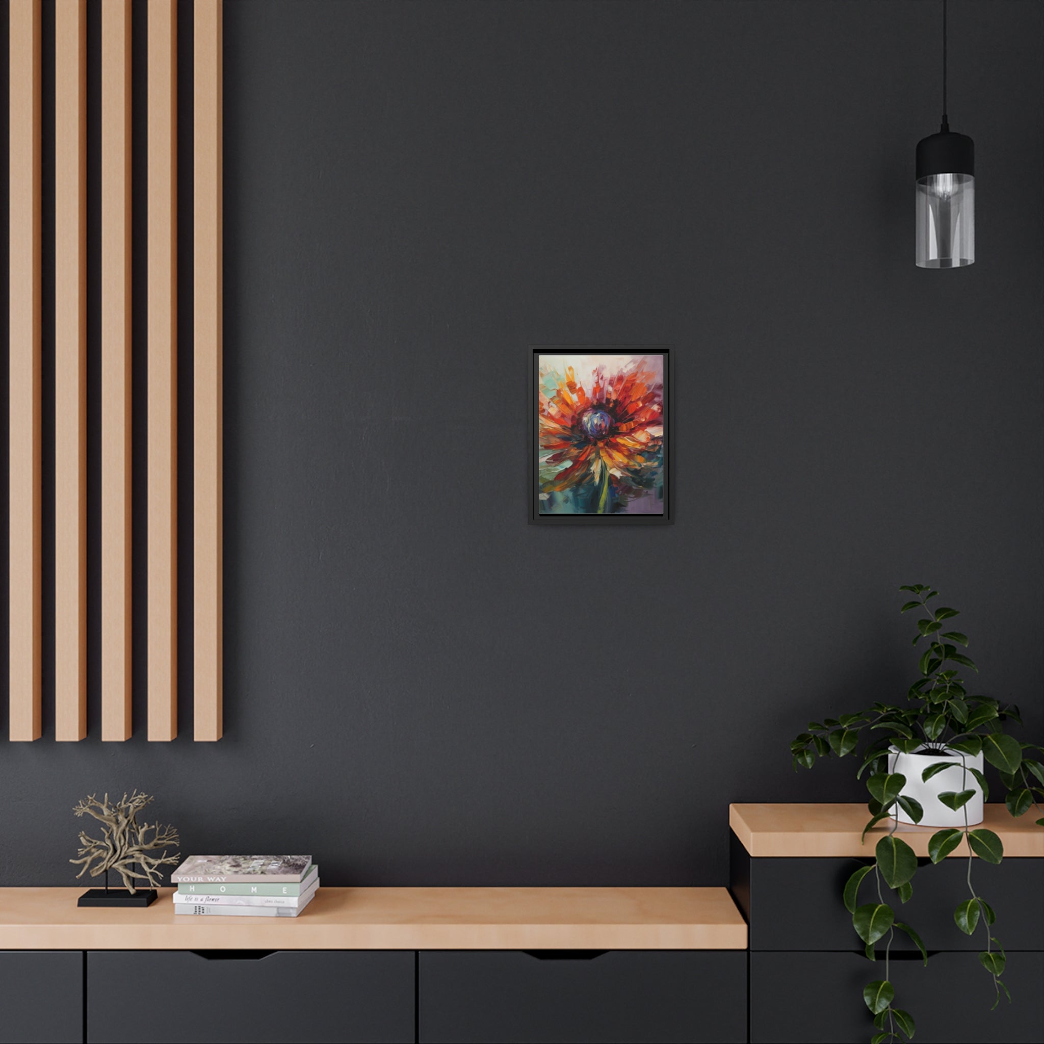 Modern Flora Matte Canvas, Black Frame