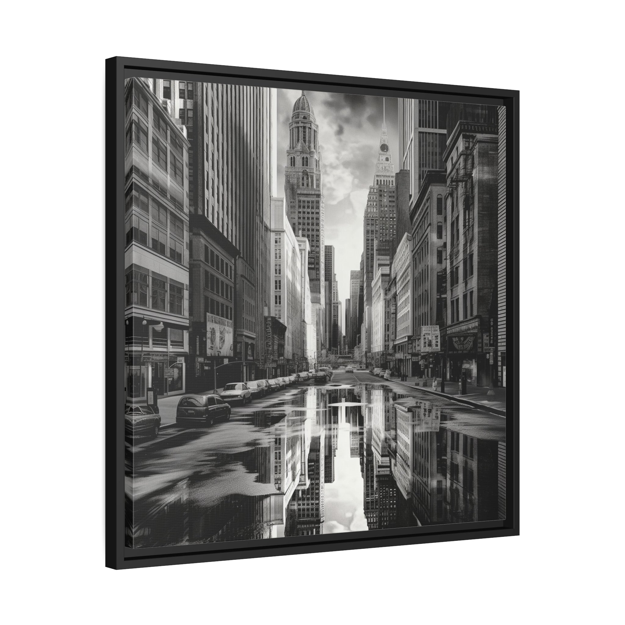 Cityscape II Matte Canvas, Black Frame