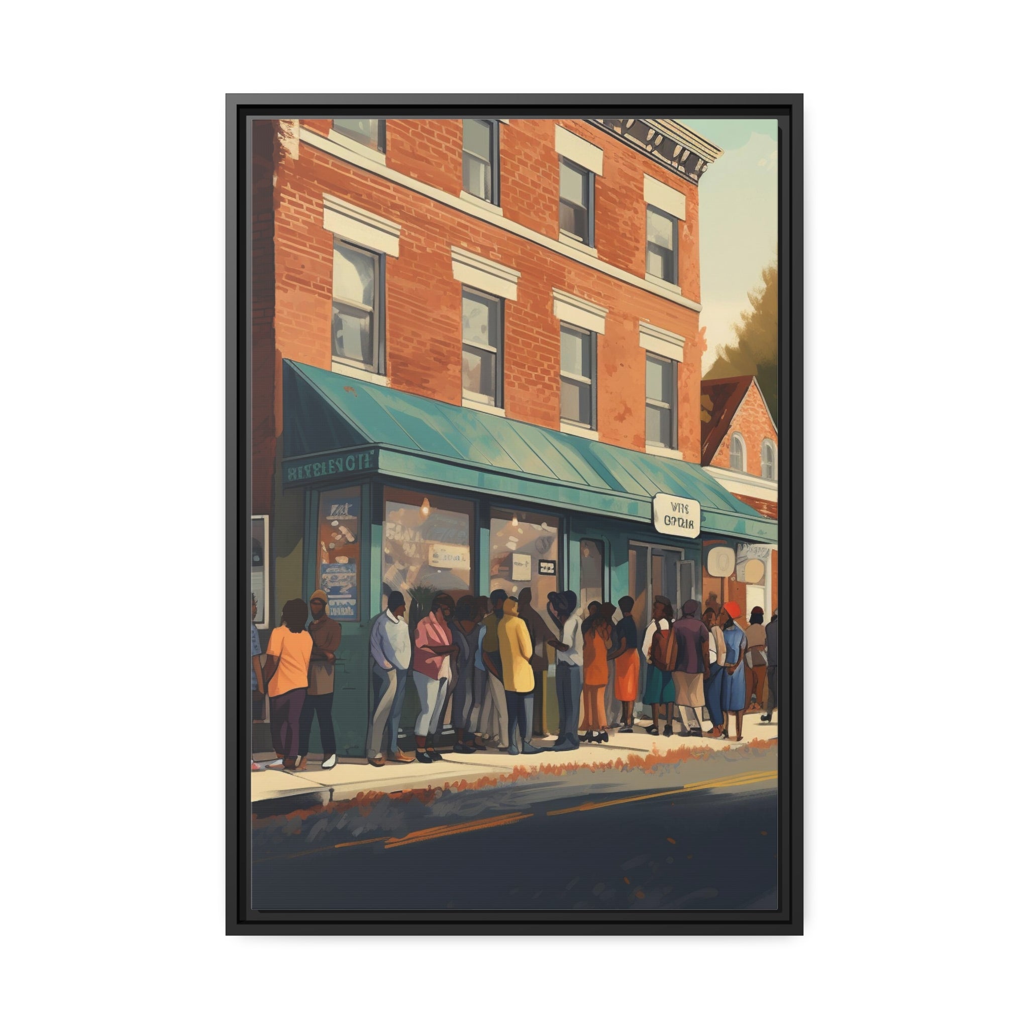 Old Town Store Front Matte Canvas, Black Frame