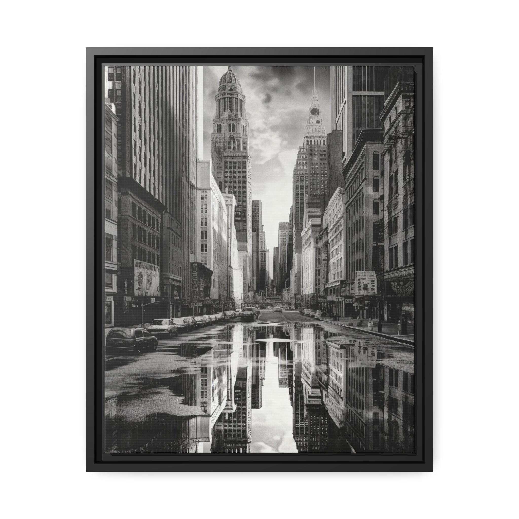 Cityscape II Matte Canvas, Black Frame