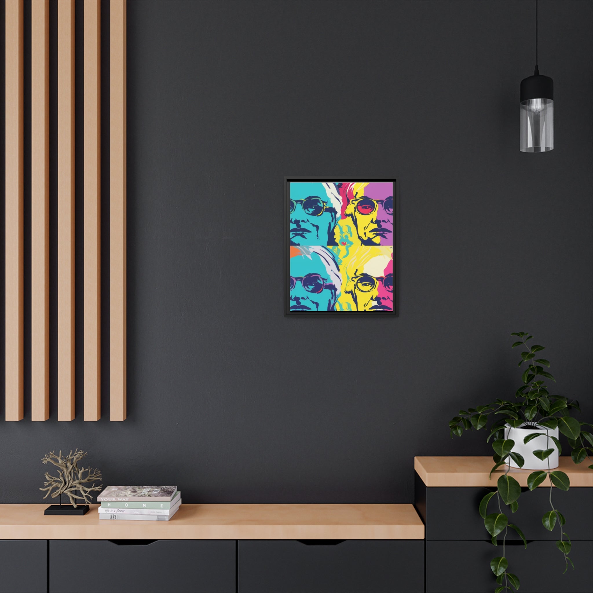 Pop Art Inspired by Andy B Matte Canvas, Black Frame