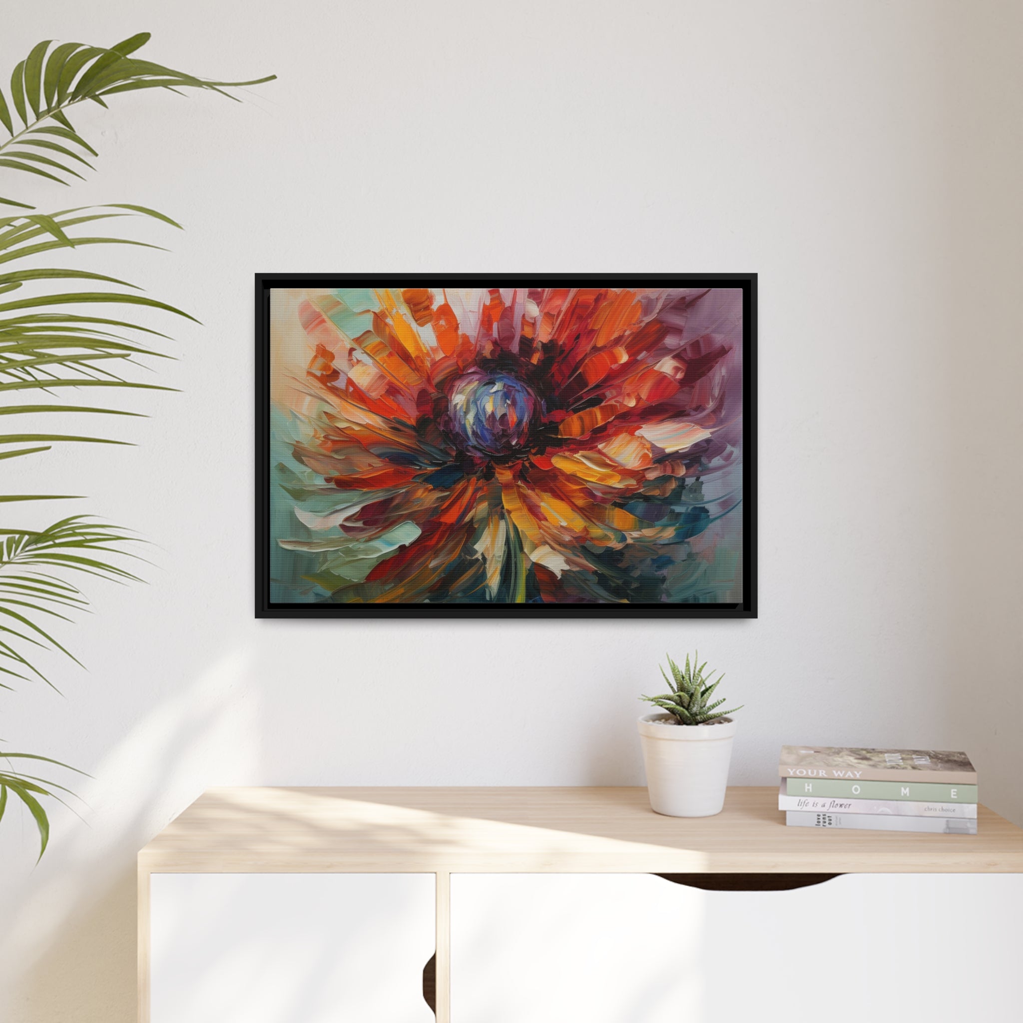 Modern Flora Matte Canvas, Black Frame