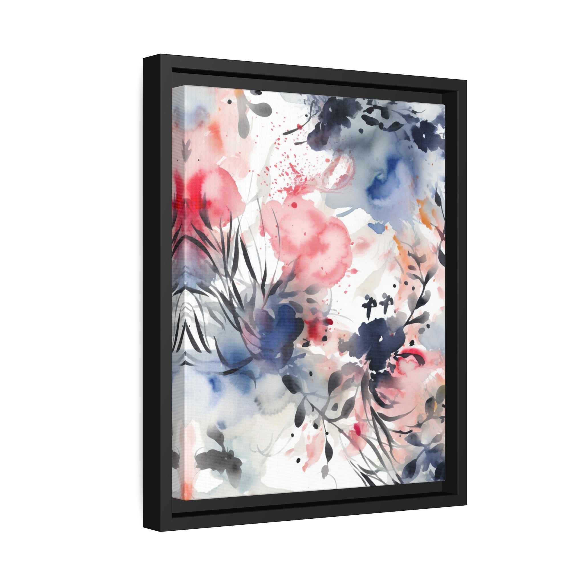 Japanese Flora II Matte Canvas, Black Frame