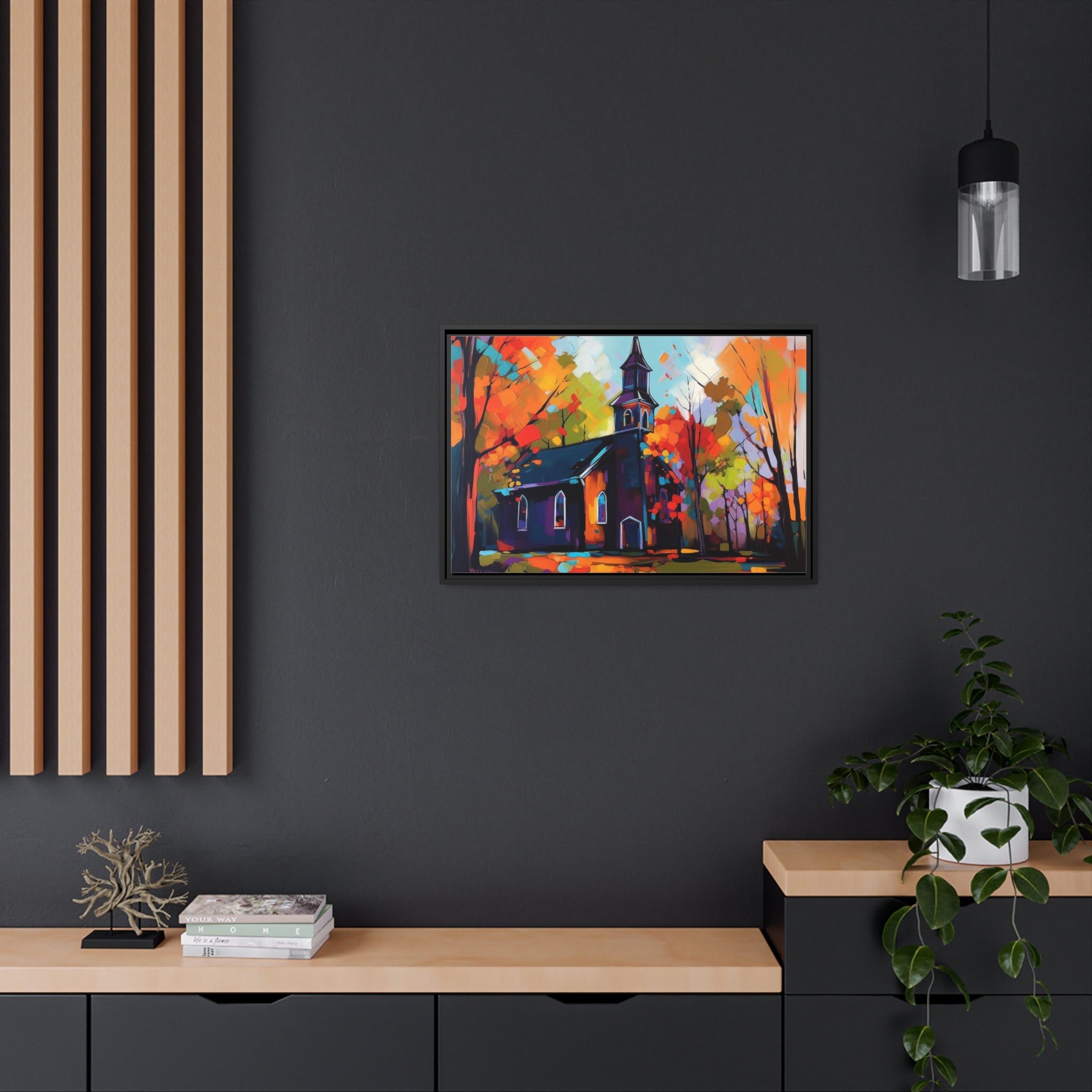 Vibrant Church I Matte Canvas, Black Frame