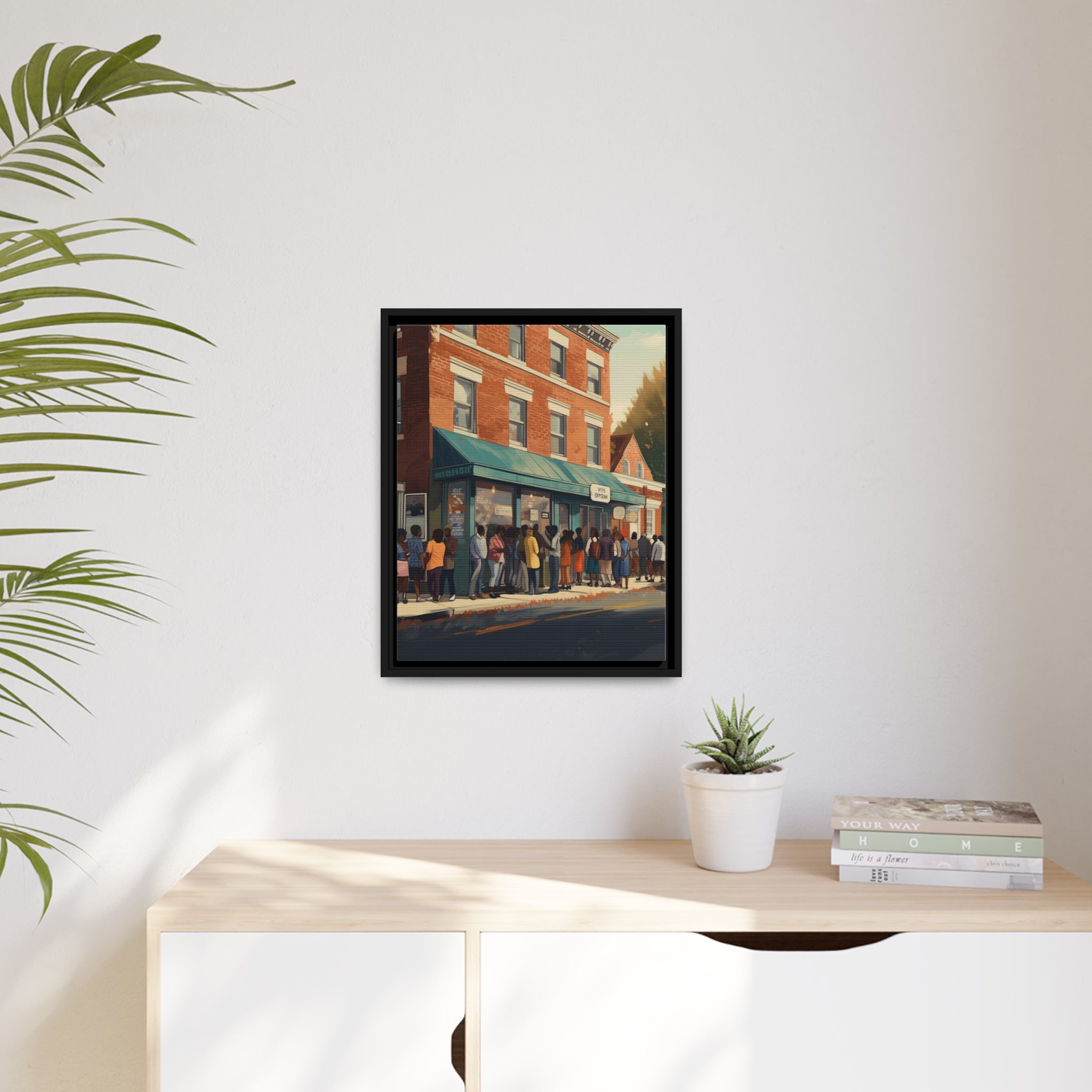 Old Town Store Front Matte Canvas, Black Frame