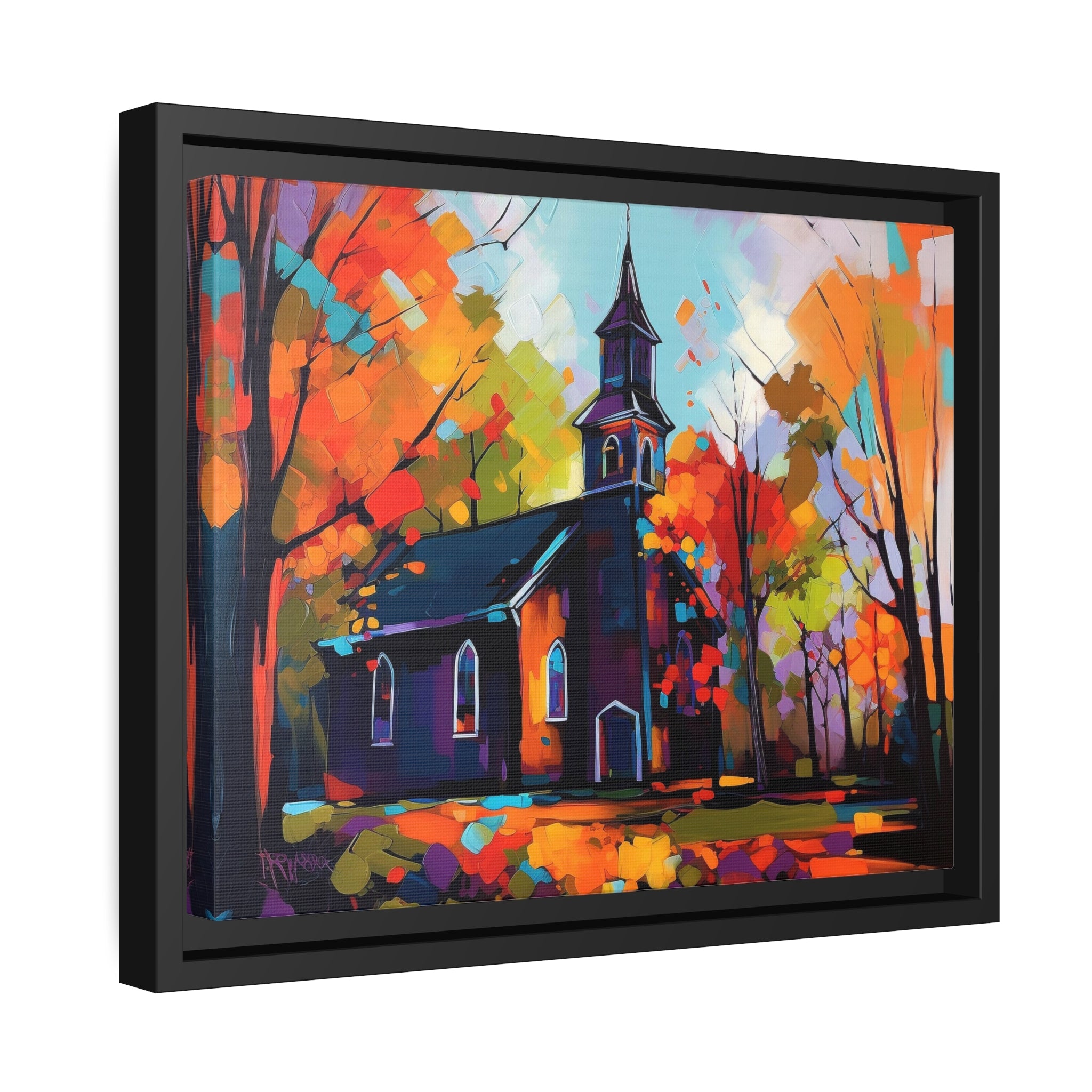 Vibrant Church I Matte Canvas, Black Frame