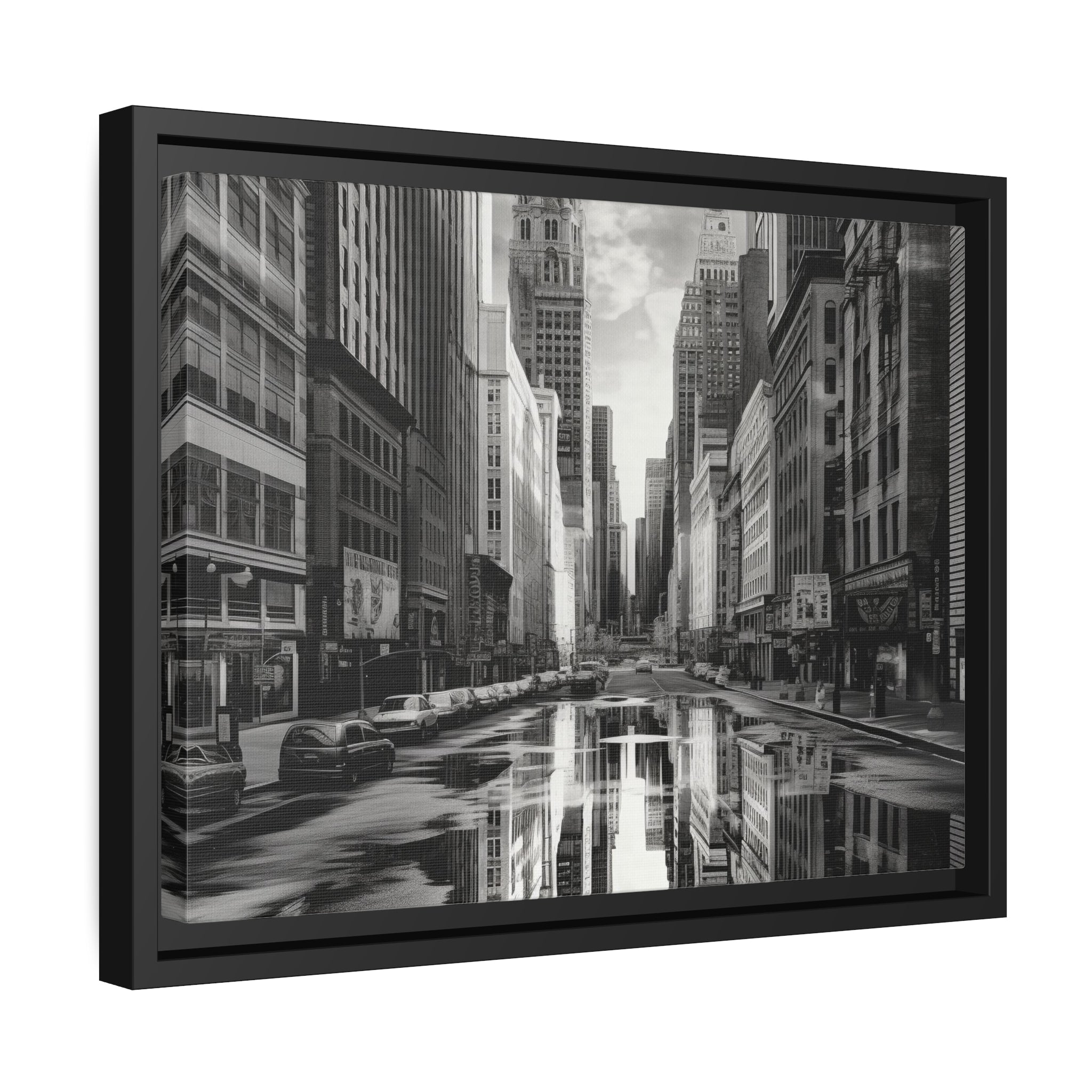 Cityscape II Matte Canvas, Black Frame