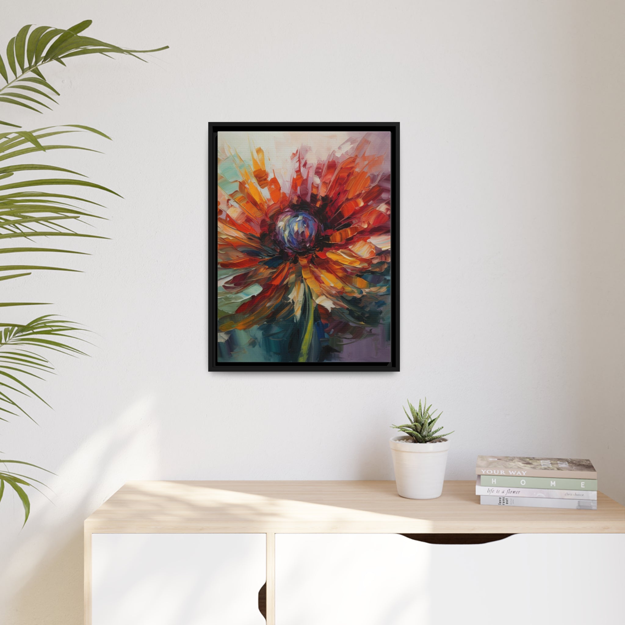 Modern Flora Matte Canvas, Black Frame