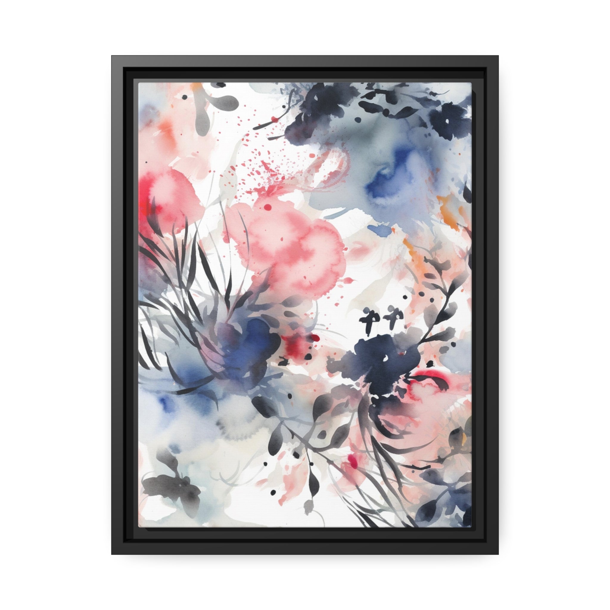 Japanese Flora II Matte Canvas, Black Frame