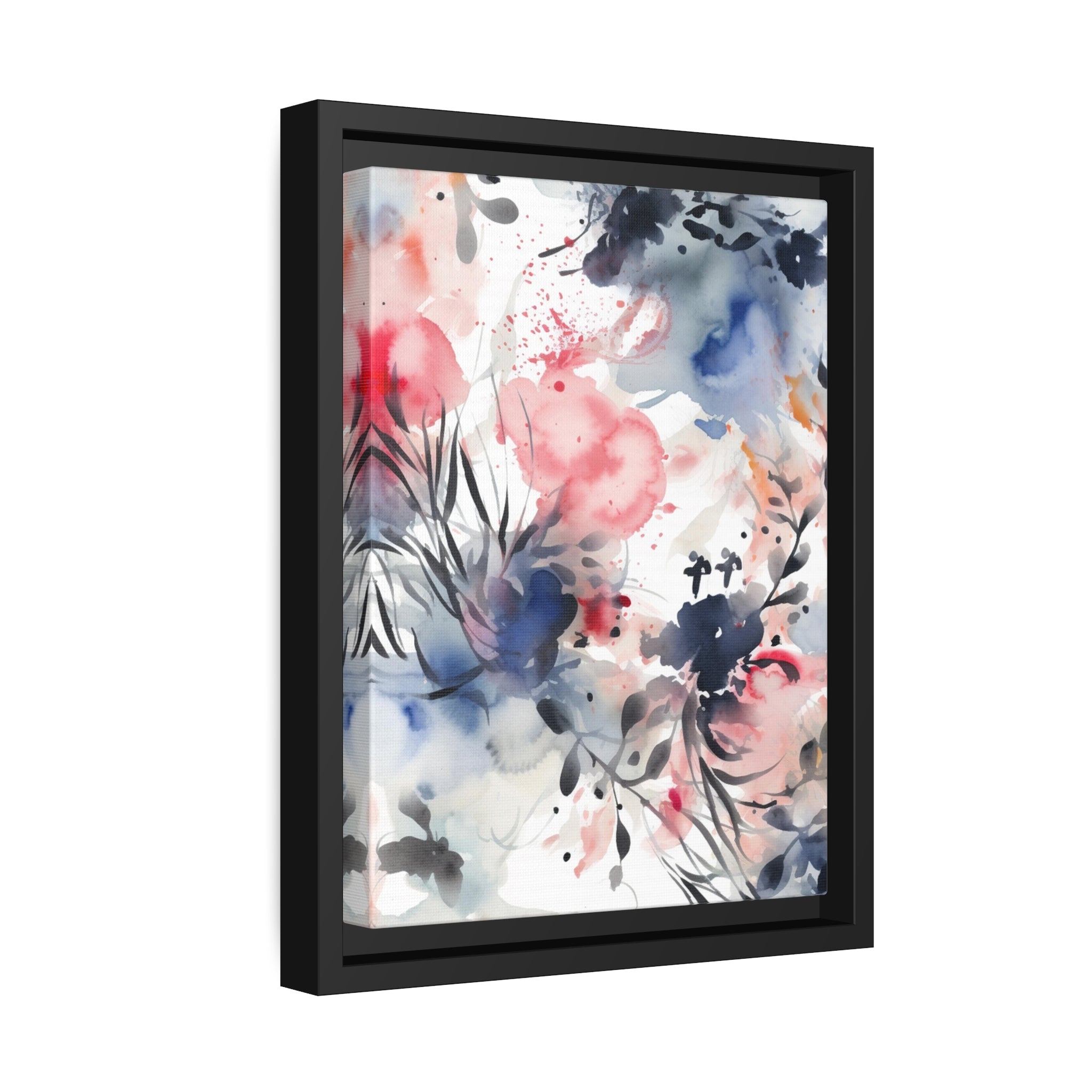 Japanese Flora II Matte Canvas, Black Frame