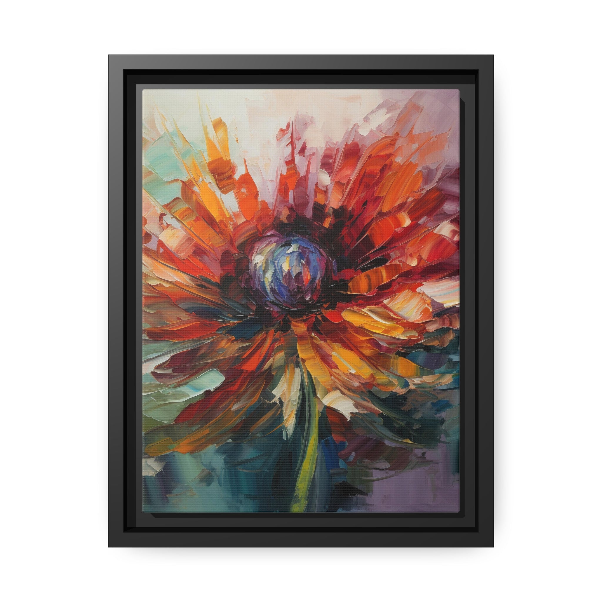 Modern Flora Matte Canvas, Black Frame