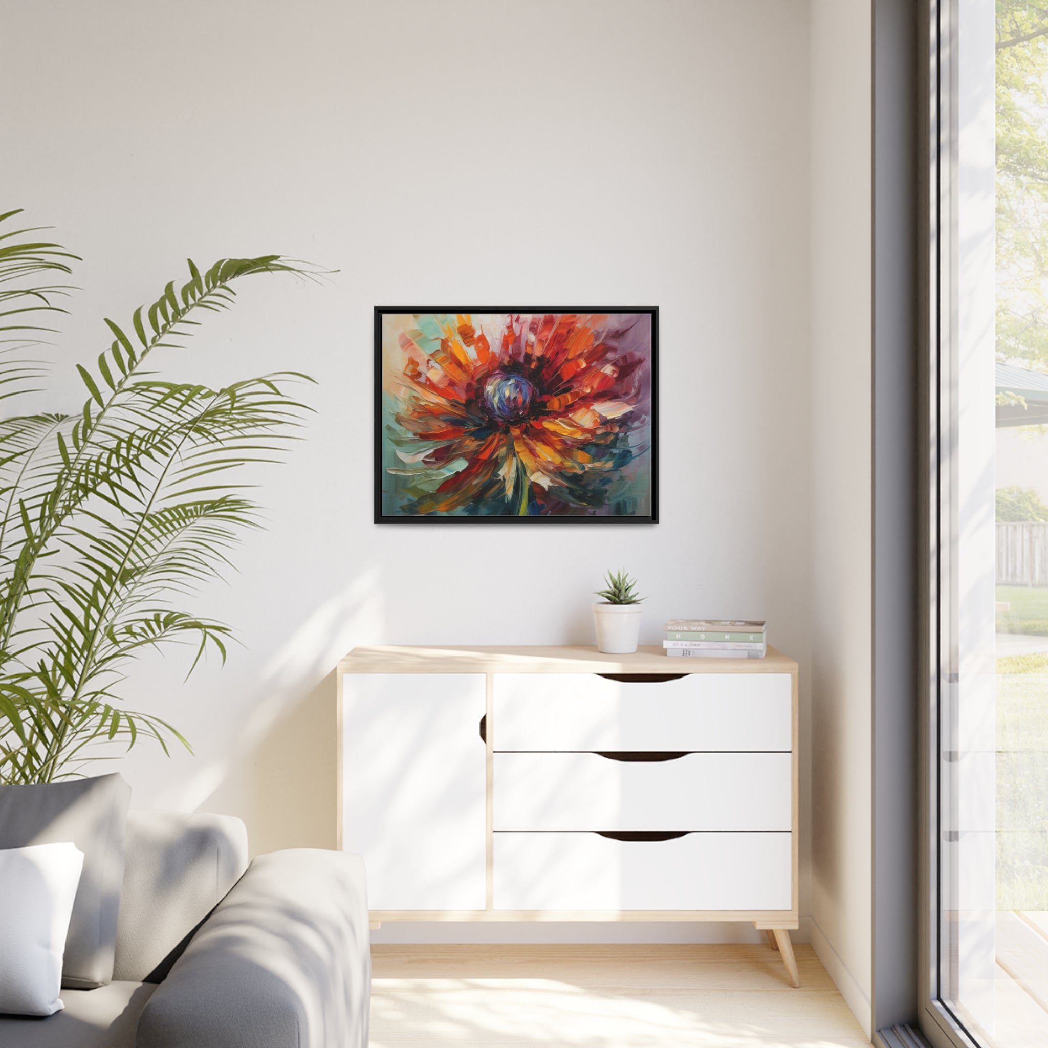 Modern Flora Matte Canvas, Black Frame